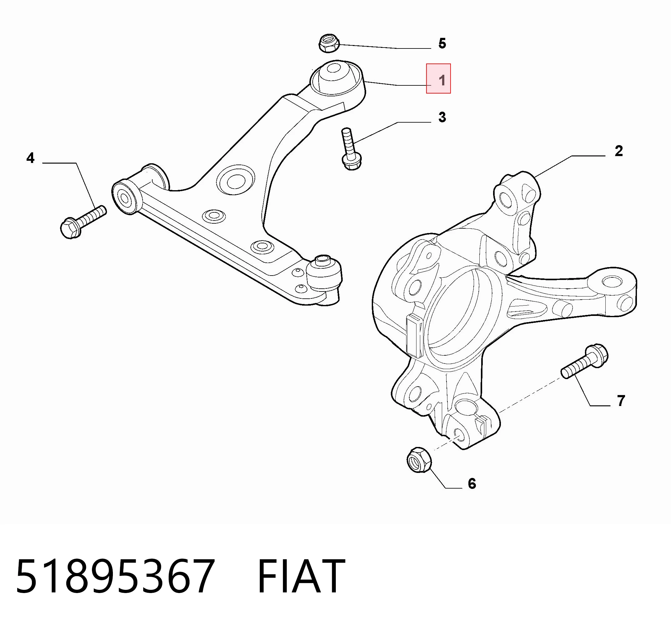51895367 Fiat/Alfa/Lancia Рычаг передней подвески нижний левый