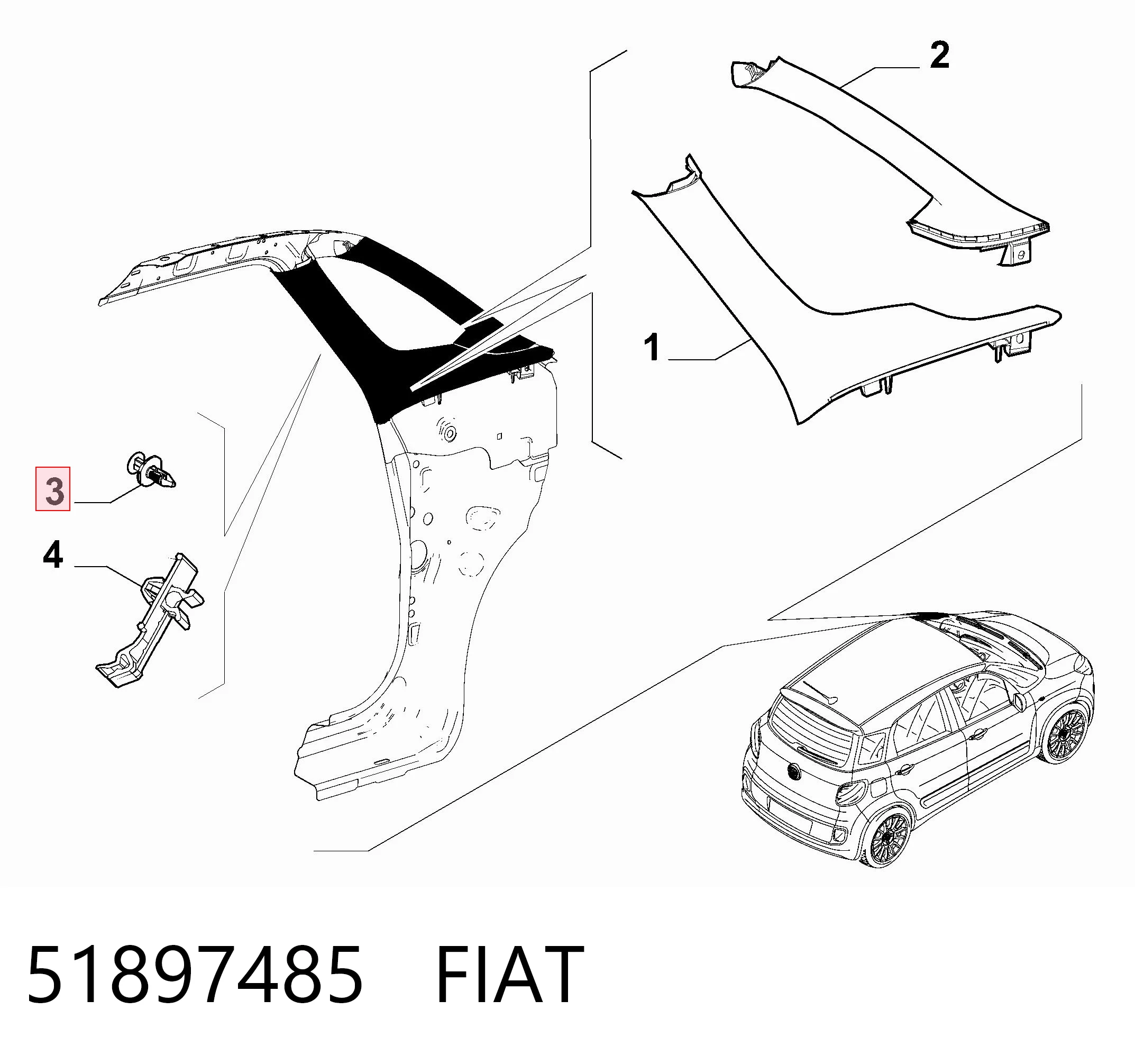 51897485 Fiat/Alfa/Lancia Пистон (клип) крепления обшивки двери