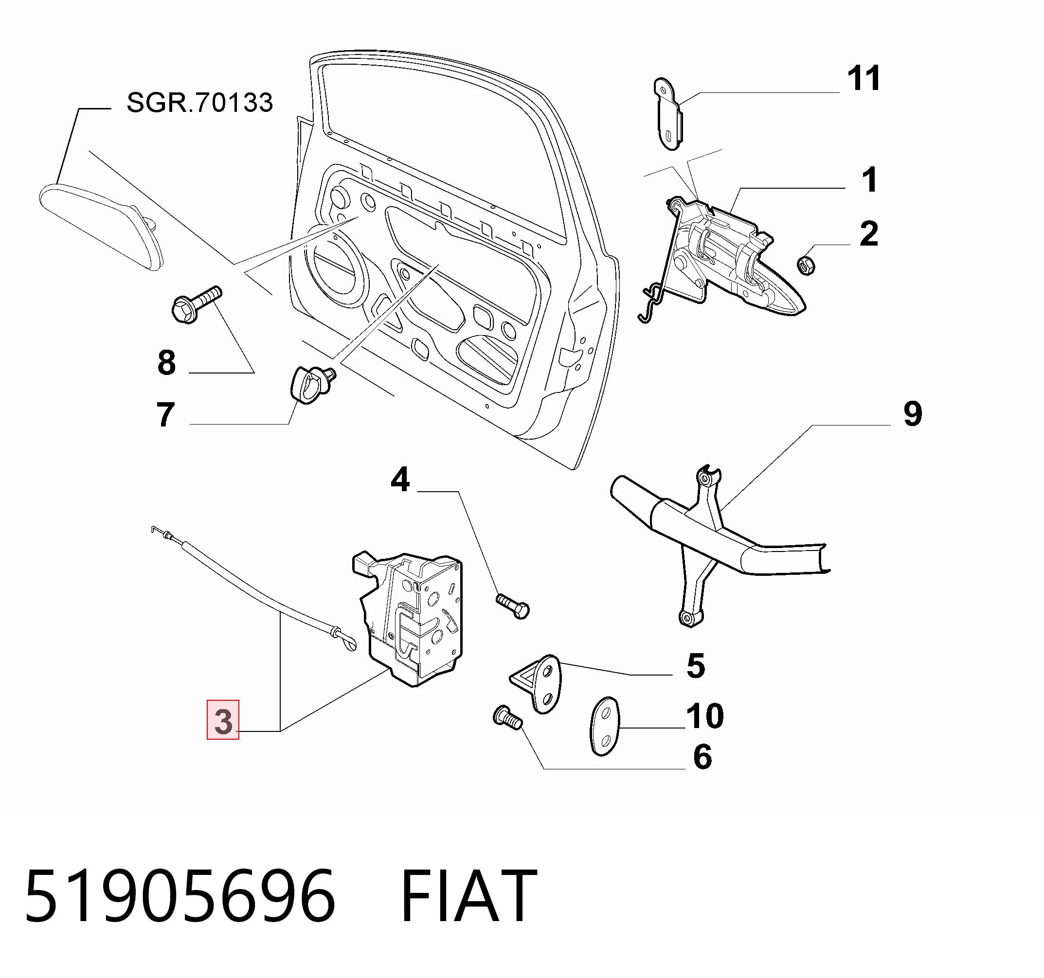 51905696 Fiat/Alfa/Lancia Замок двери водителя