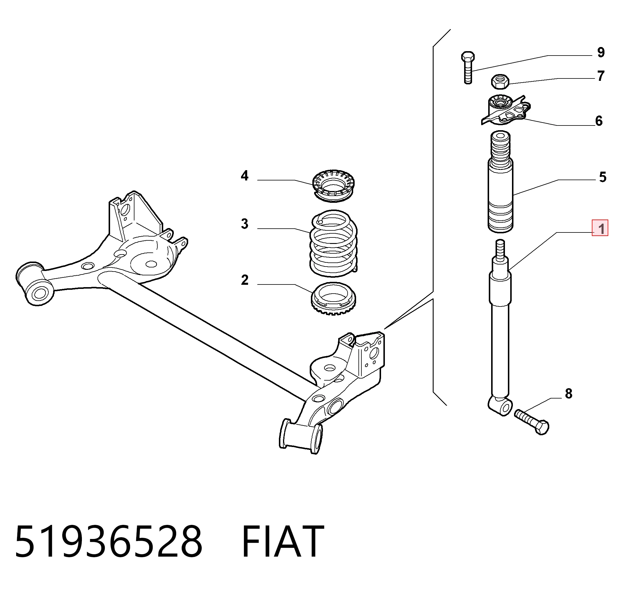 Амортизатор задний FIAT 51936528