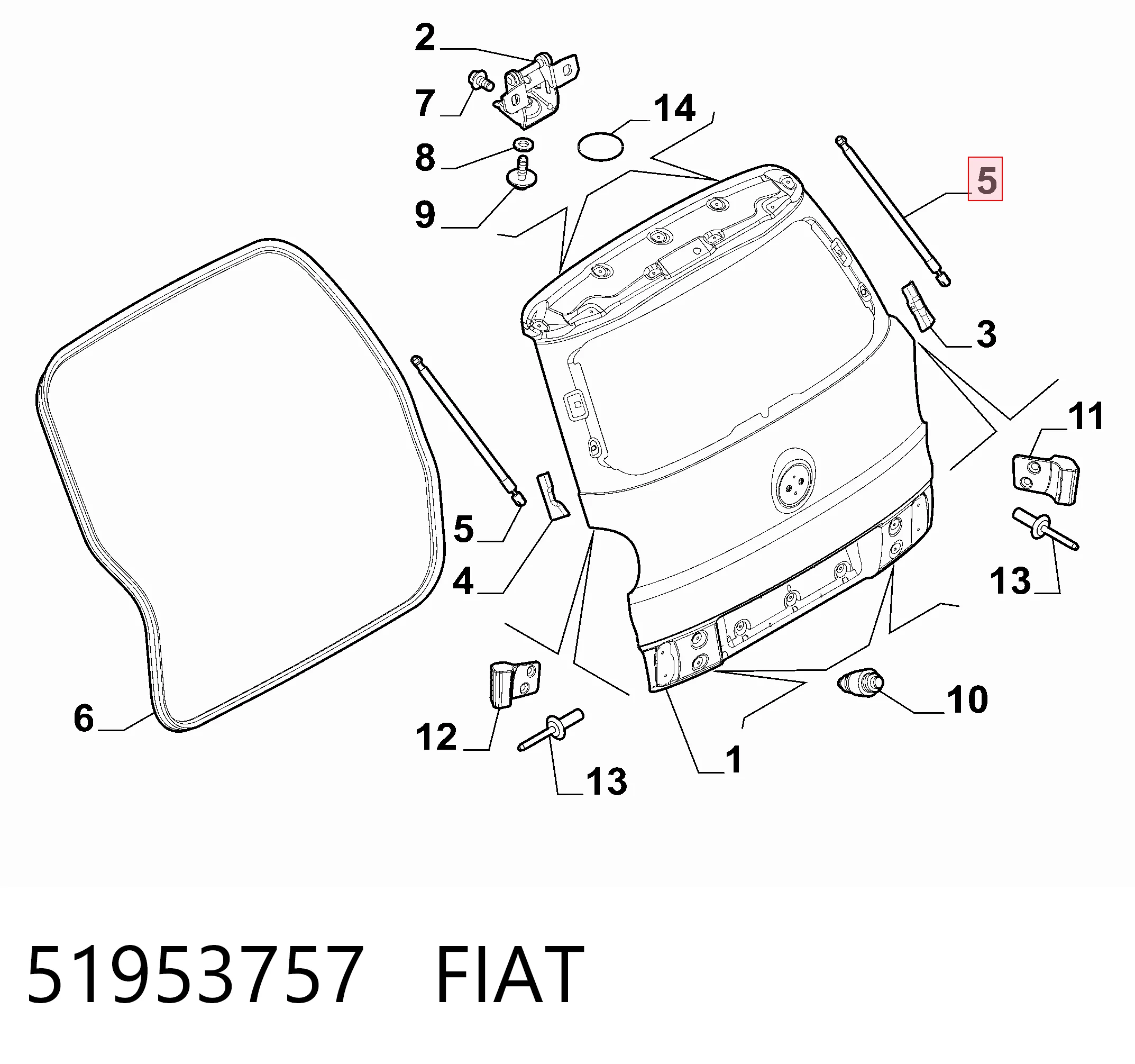 51953757 Fiat/Alfa/Lancia Амортизатор крышки багажника