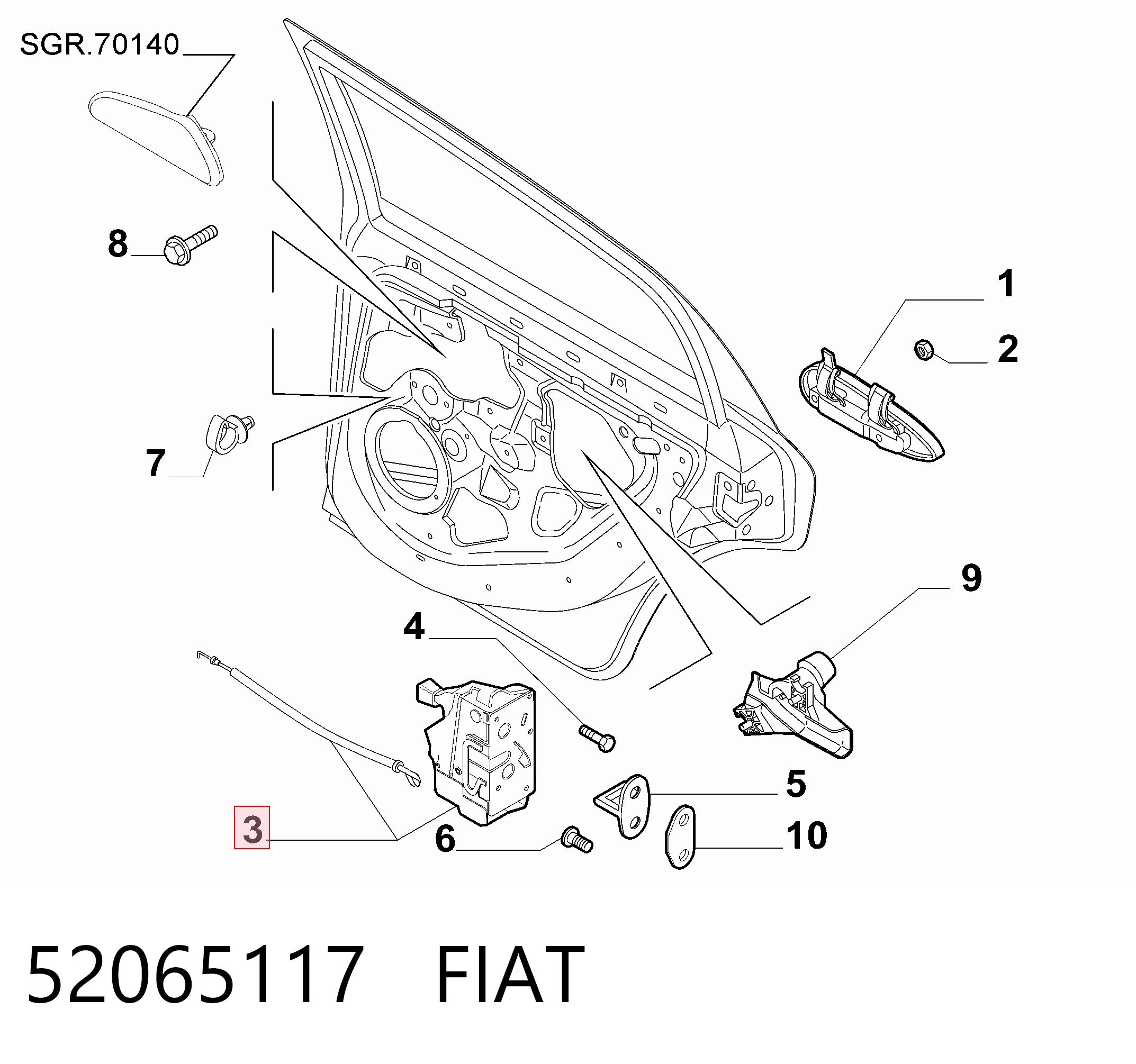 52065117 Fiat/Alfa/Lancia Замок двери задней левой