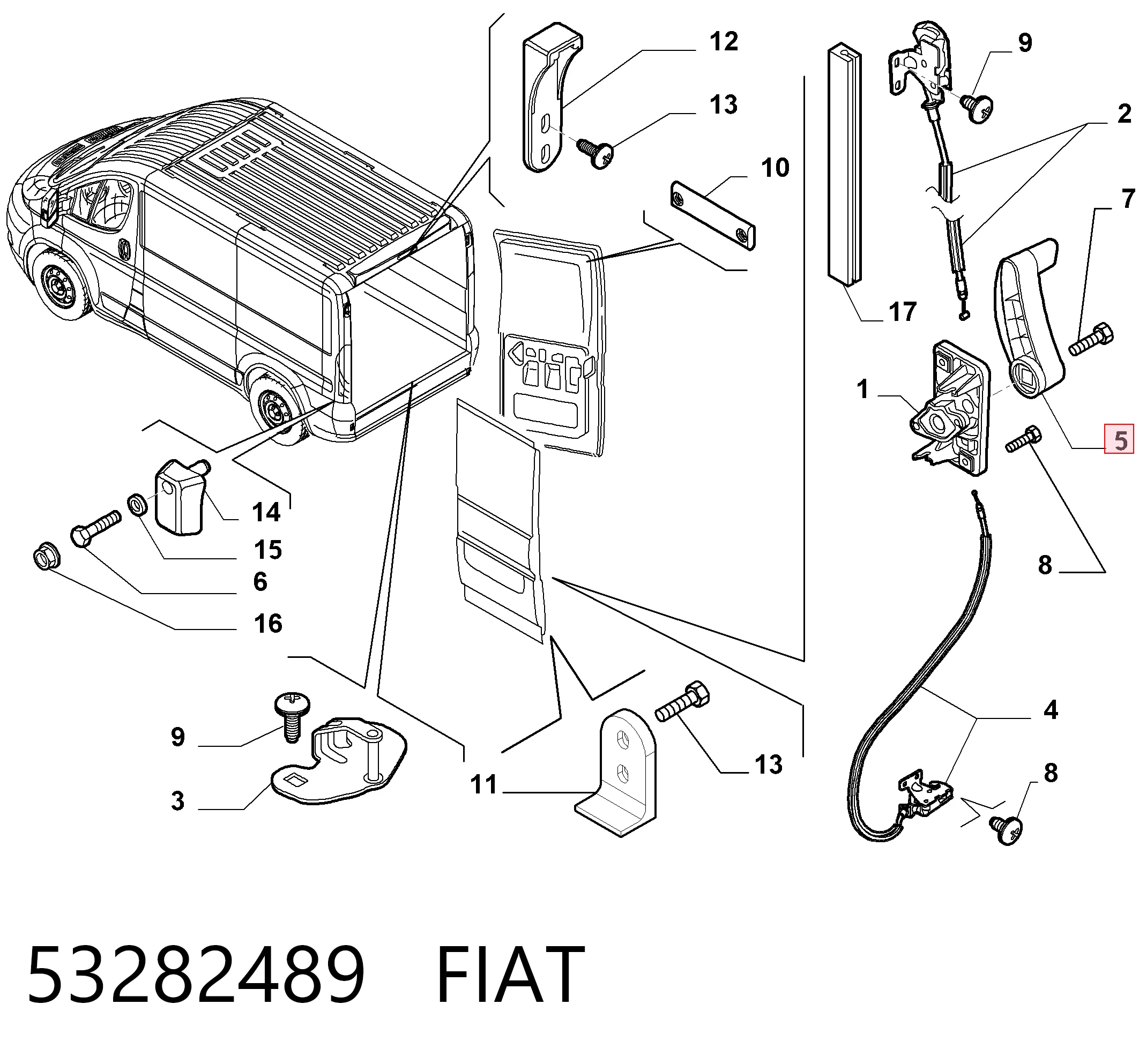 53282489 Fiat/Alfa/Lancia Ручка двери задней (распашной) левая внутренняя