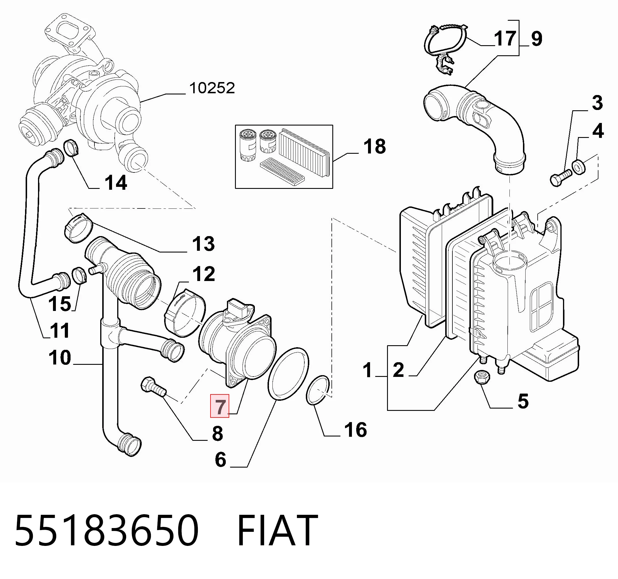 55183650 Fiat/Alfa/Lancia Датчик расхода воздуха