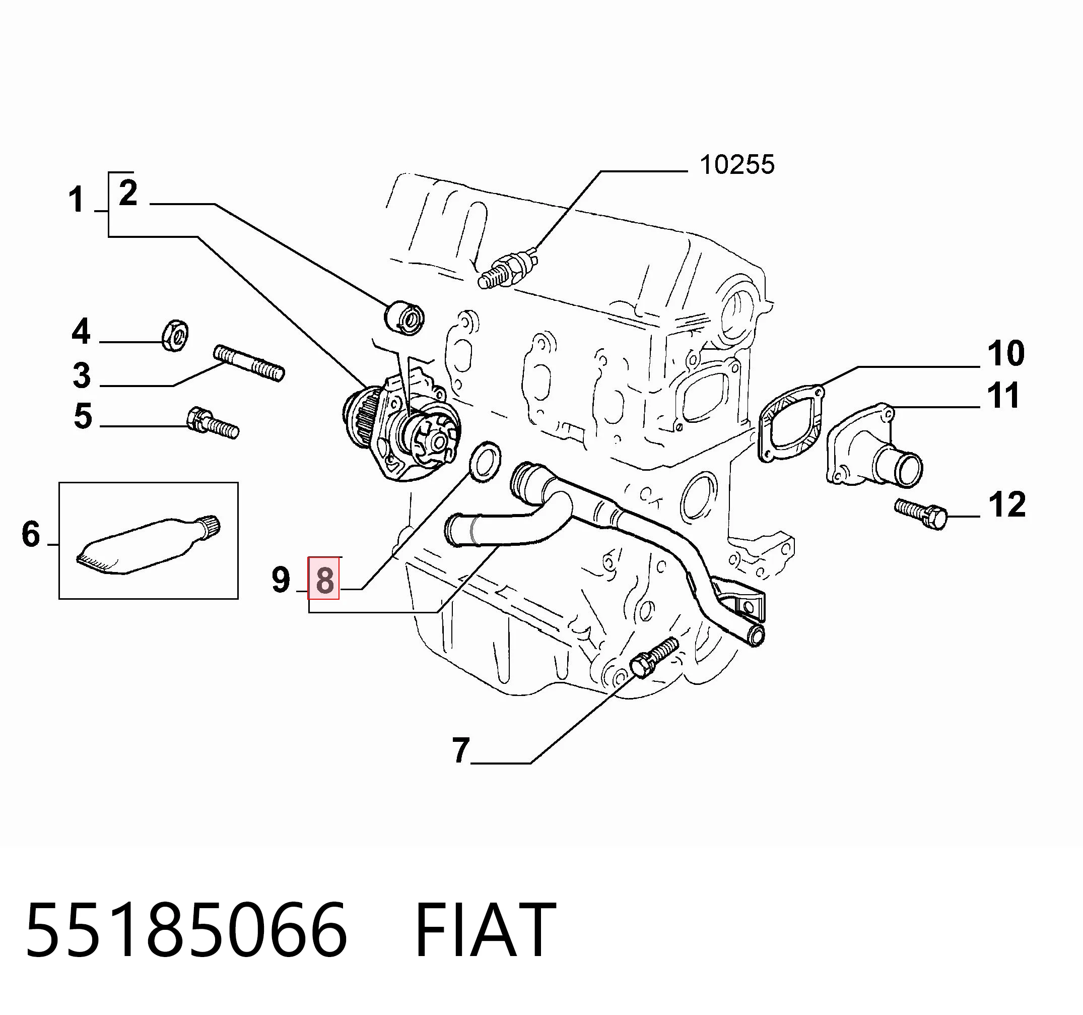 Уплотнение патрубка помпы Peugeot/Citroen 55185066 цена, от 4.35 USD