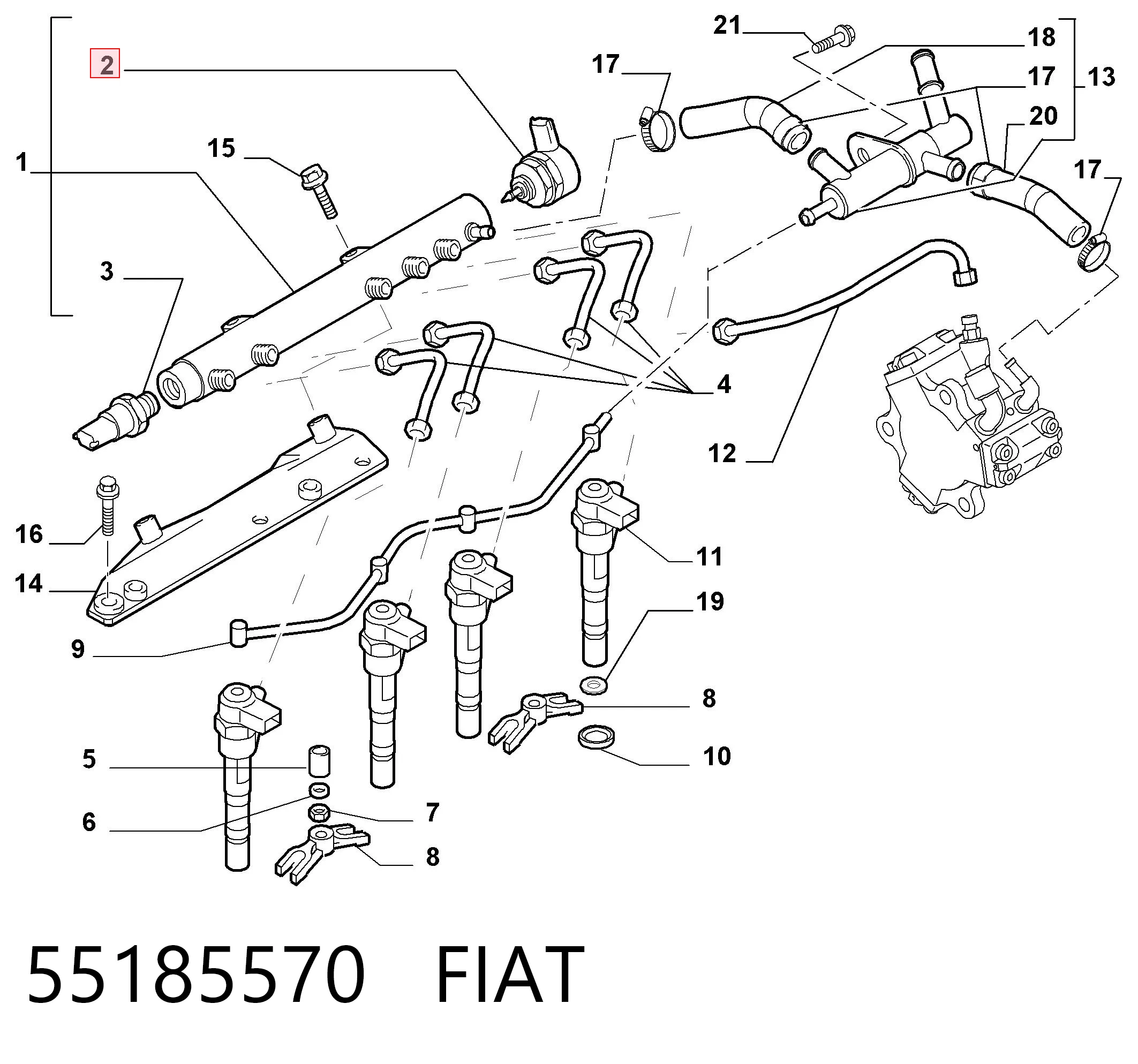 55185570 Fiat/Alfa/Lancia Регулятор давления в топливной рейке