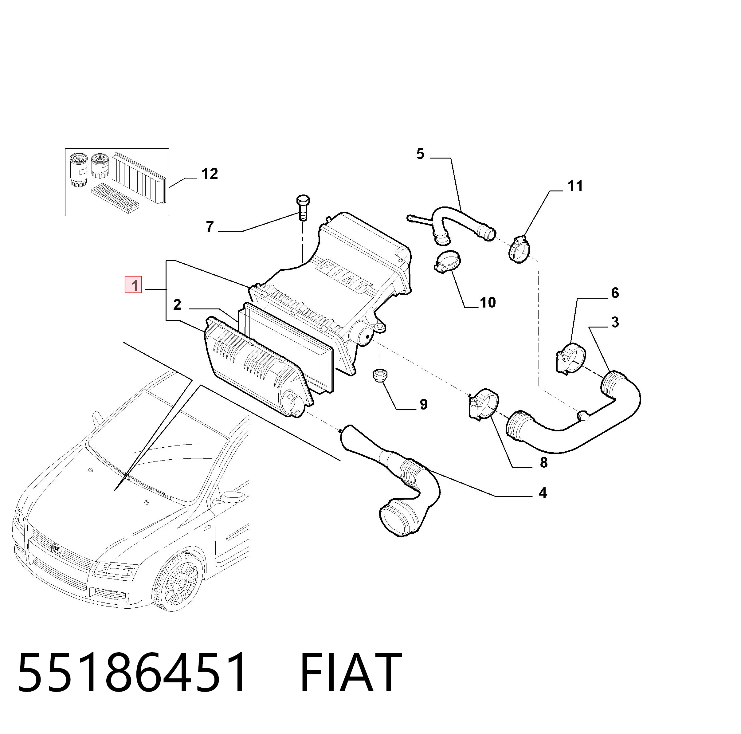 Корпус воздушного фильтра Fiat Stilo 192