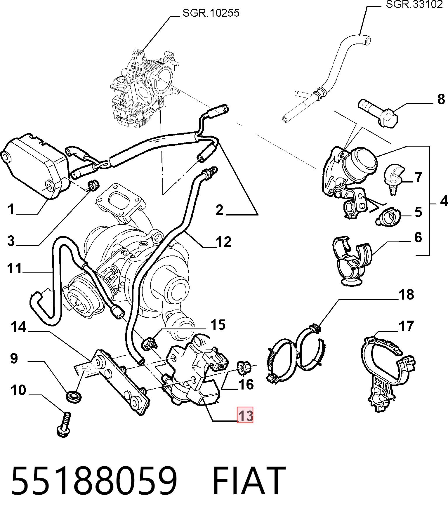 55188059 Fiat/Alfa/Lancia Соленоид давления наддува