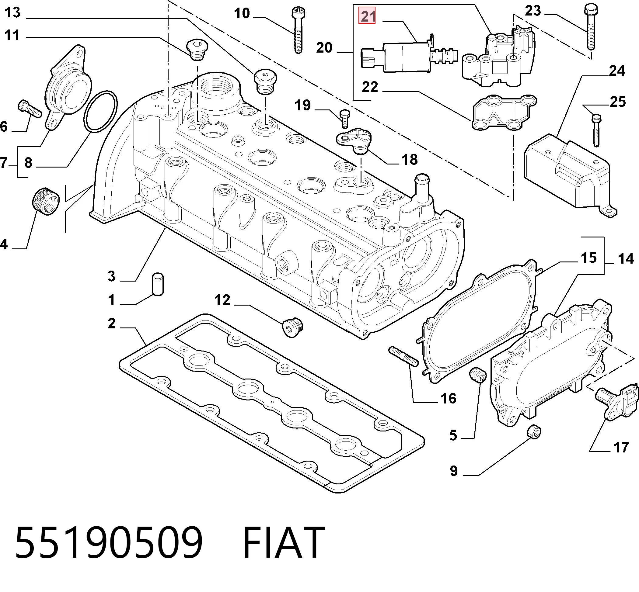 55190509 Fiat/Alfa/Lancia Клапан положения фаз распредвала