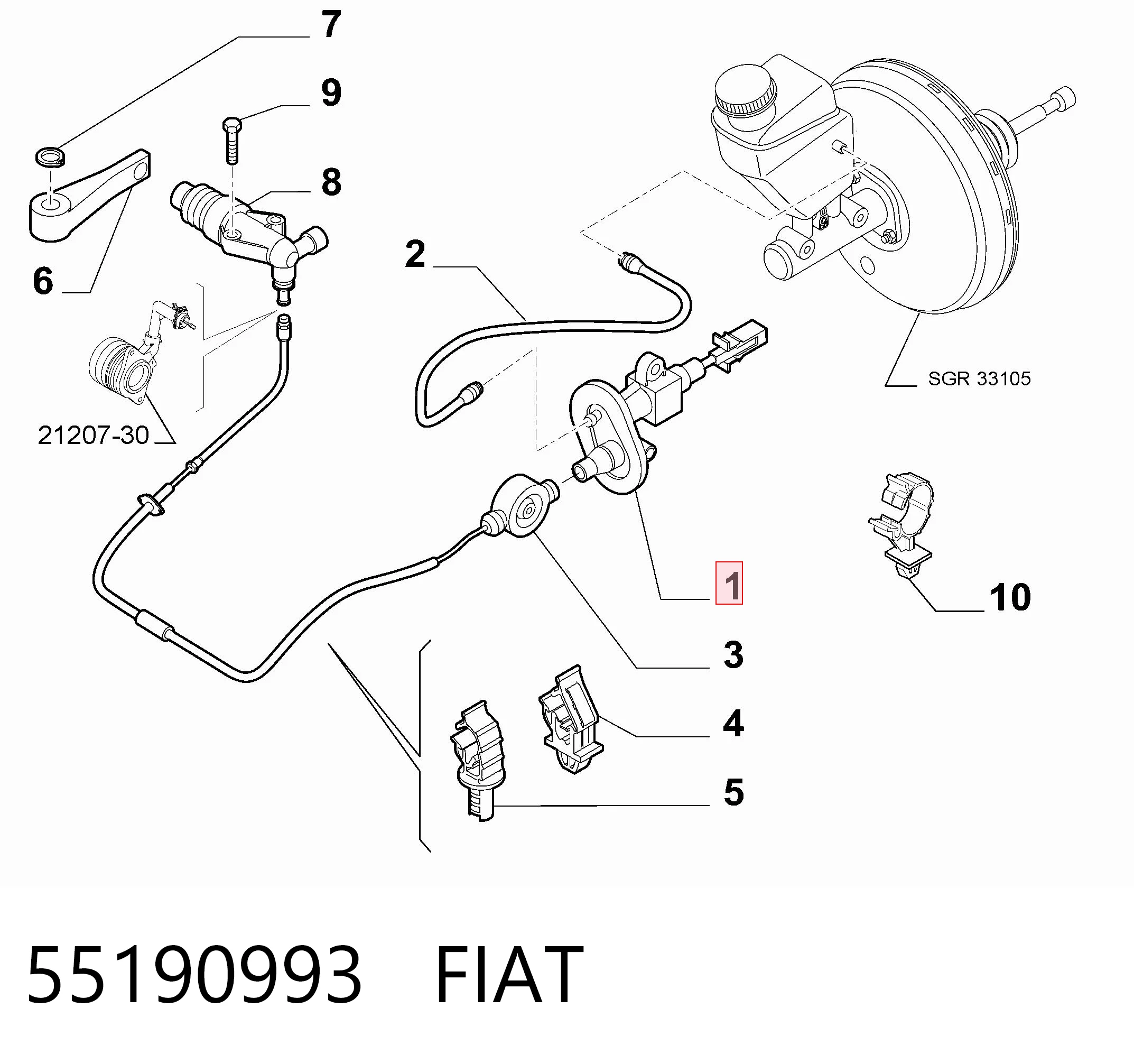 55190993 Fiat/Alfa/Lancia Цилиндр сцепления, главный