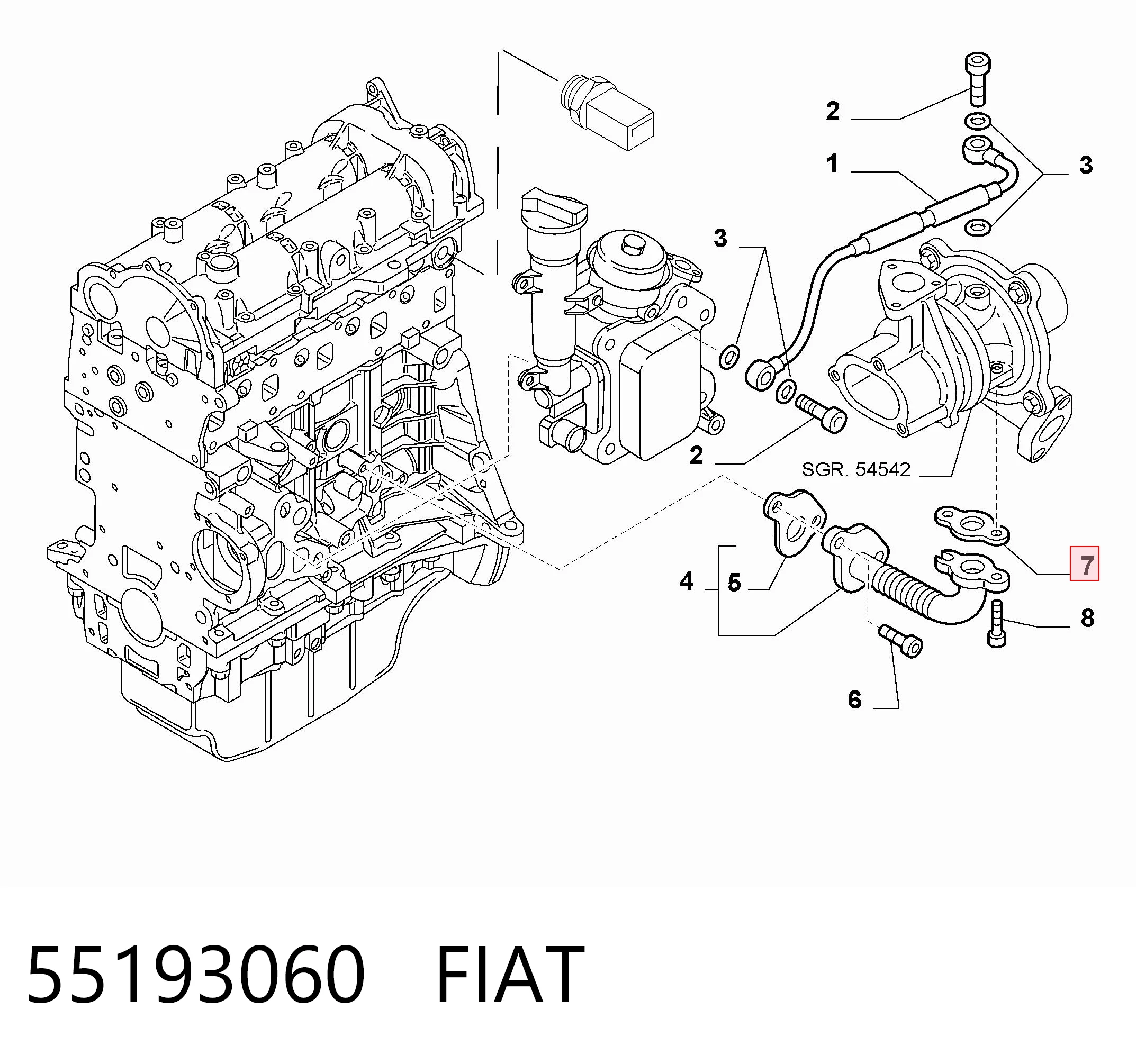 Прокладка шланга отвода масла от турбины 7701050357 Renault (RVI)