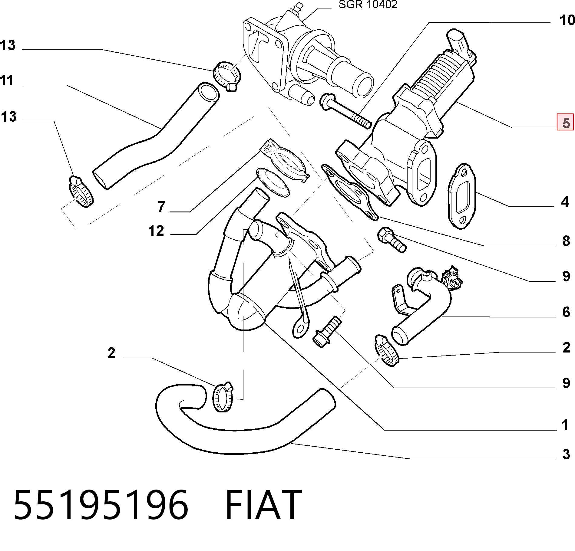 55195196 Fiat/Alfa/Lancia Клапан рециркуляции отработавших газов EGR