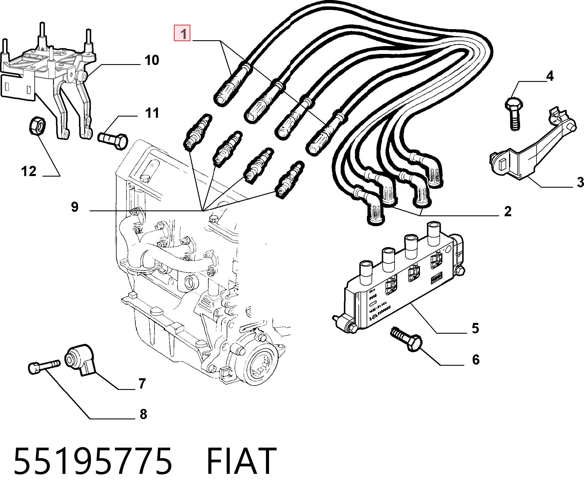 55195775 Fiat/Alfa/Lancia Провода высоковольтные