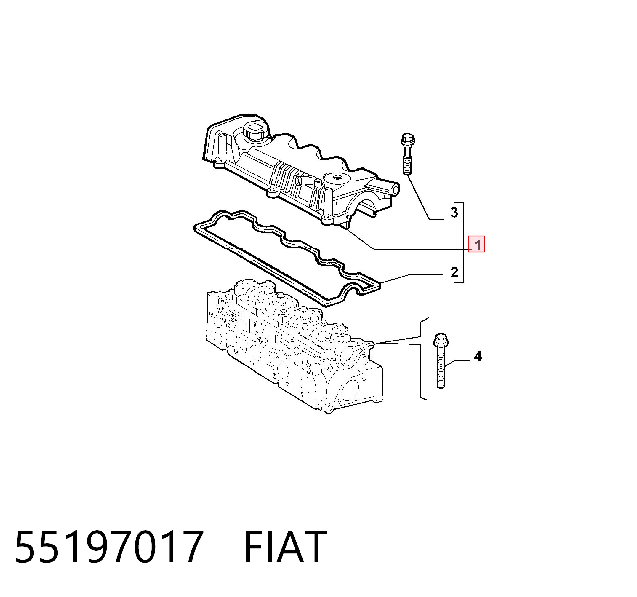 55197017 Fiat/Alfa/Lancia Крышка двигателя