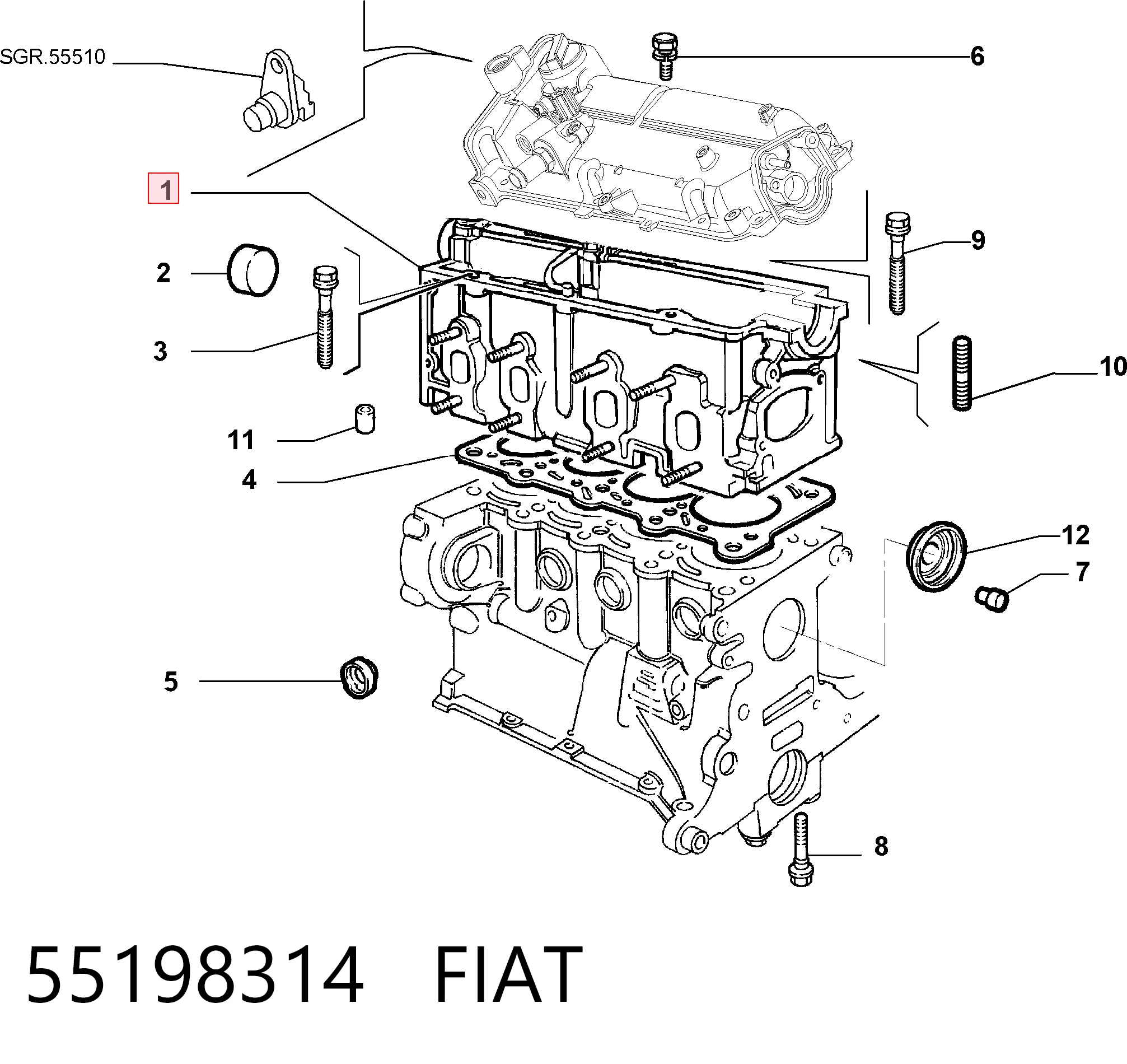 Головка блока цилиндров на Fiat Linea  323