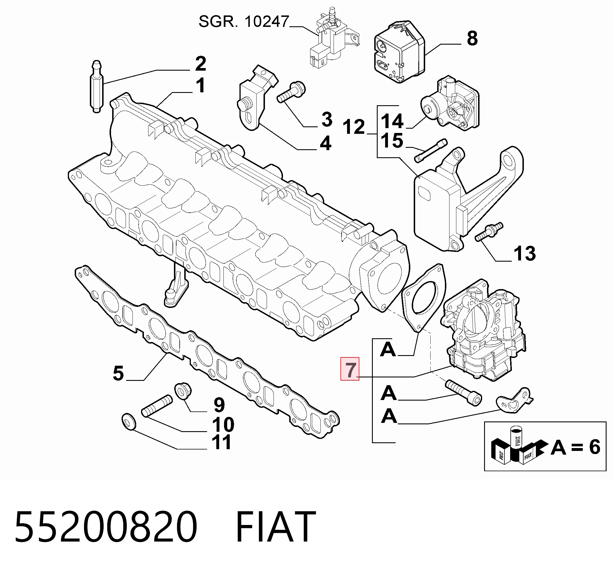 55200820 Fiat/Alfa/Lancia Дроссельная заслонка