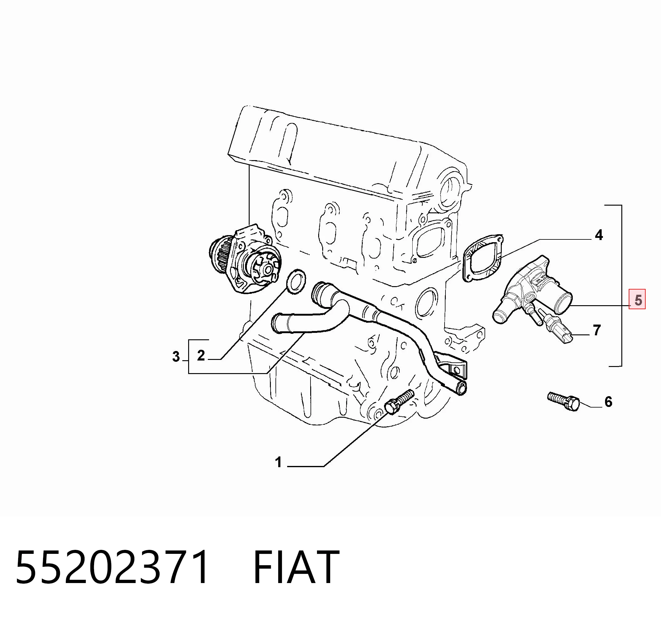 55202371 Fiat/Alfa/Lancia Корпус термостата в сборе