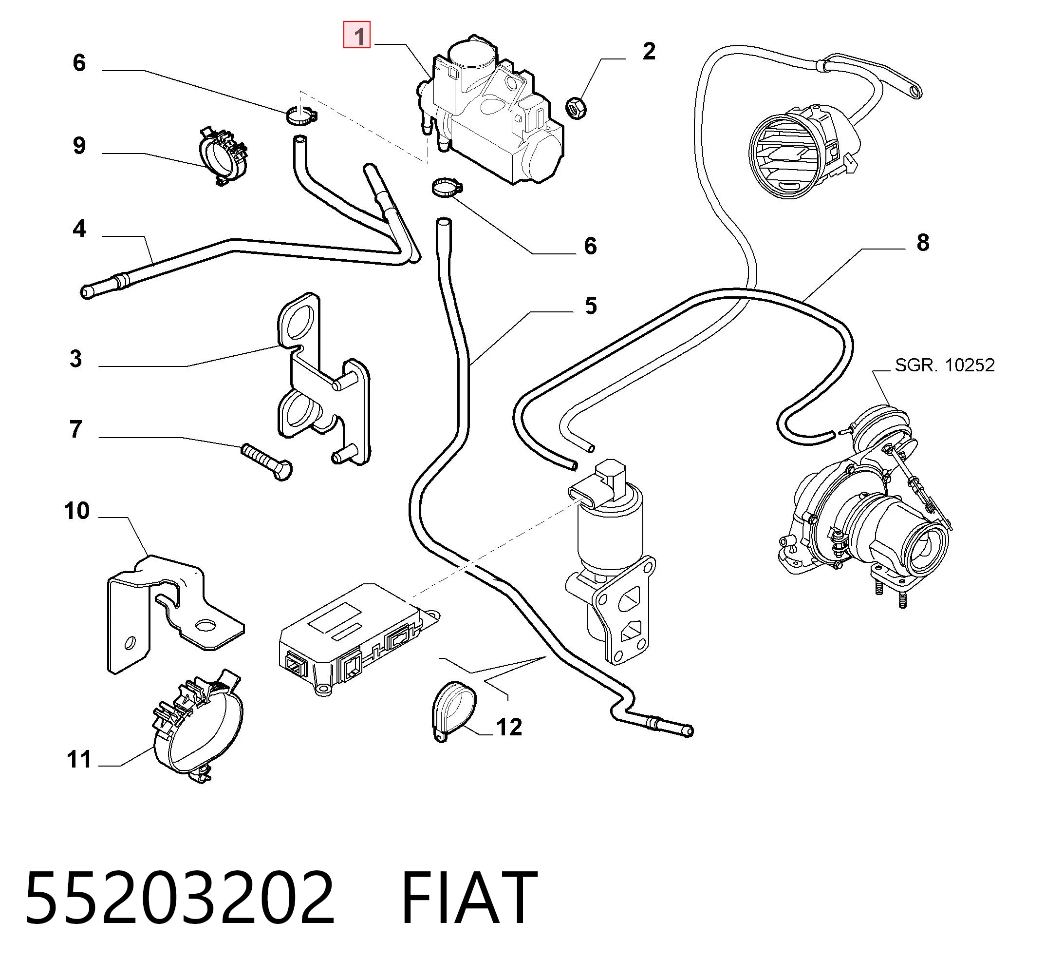 55203202 Fiat/Alfa/Lancia Соленоид давления наддува