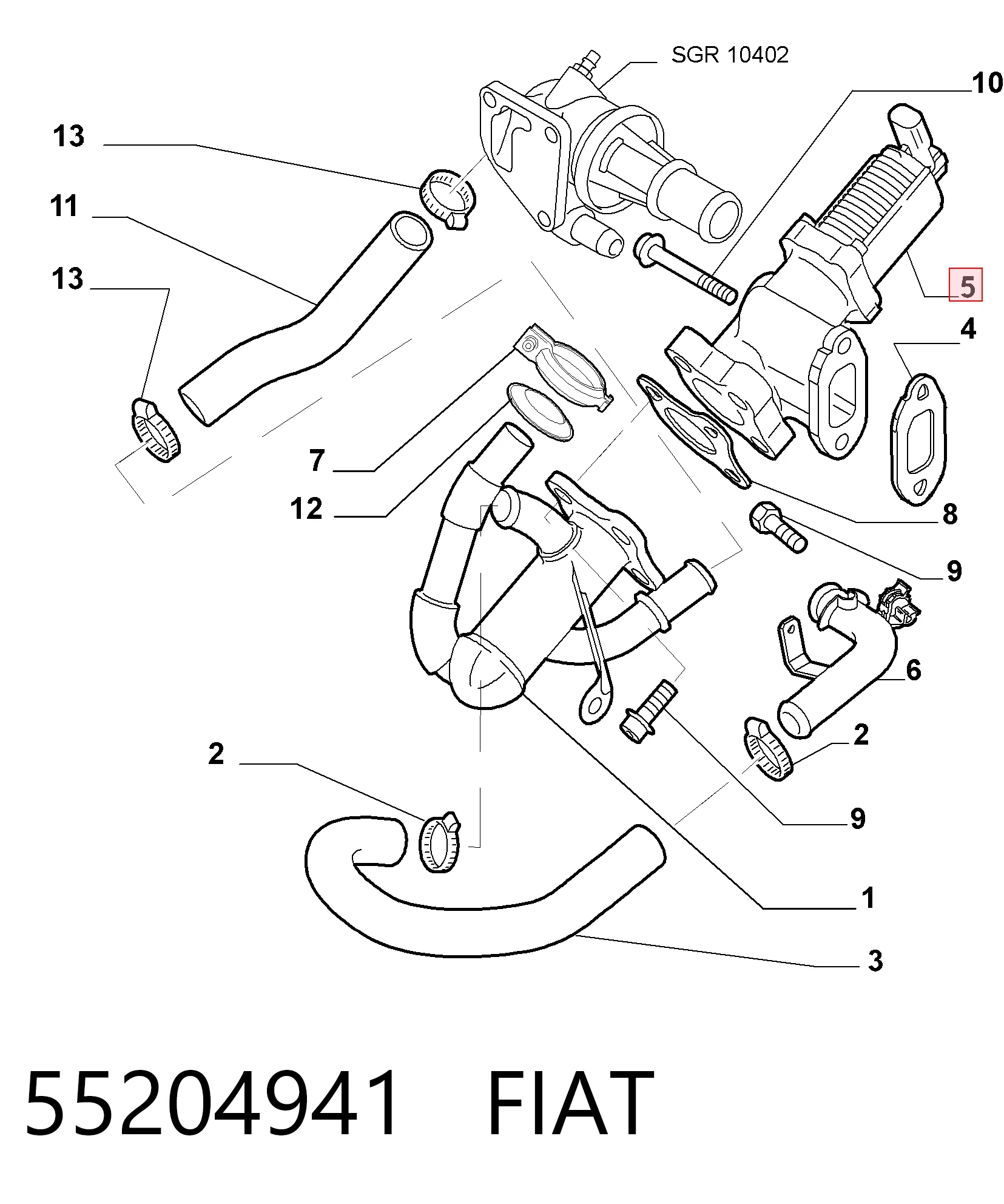 55204941 Fiat/Alfa/Lancia Клапан рециркуляции отработавших газов EGR