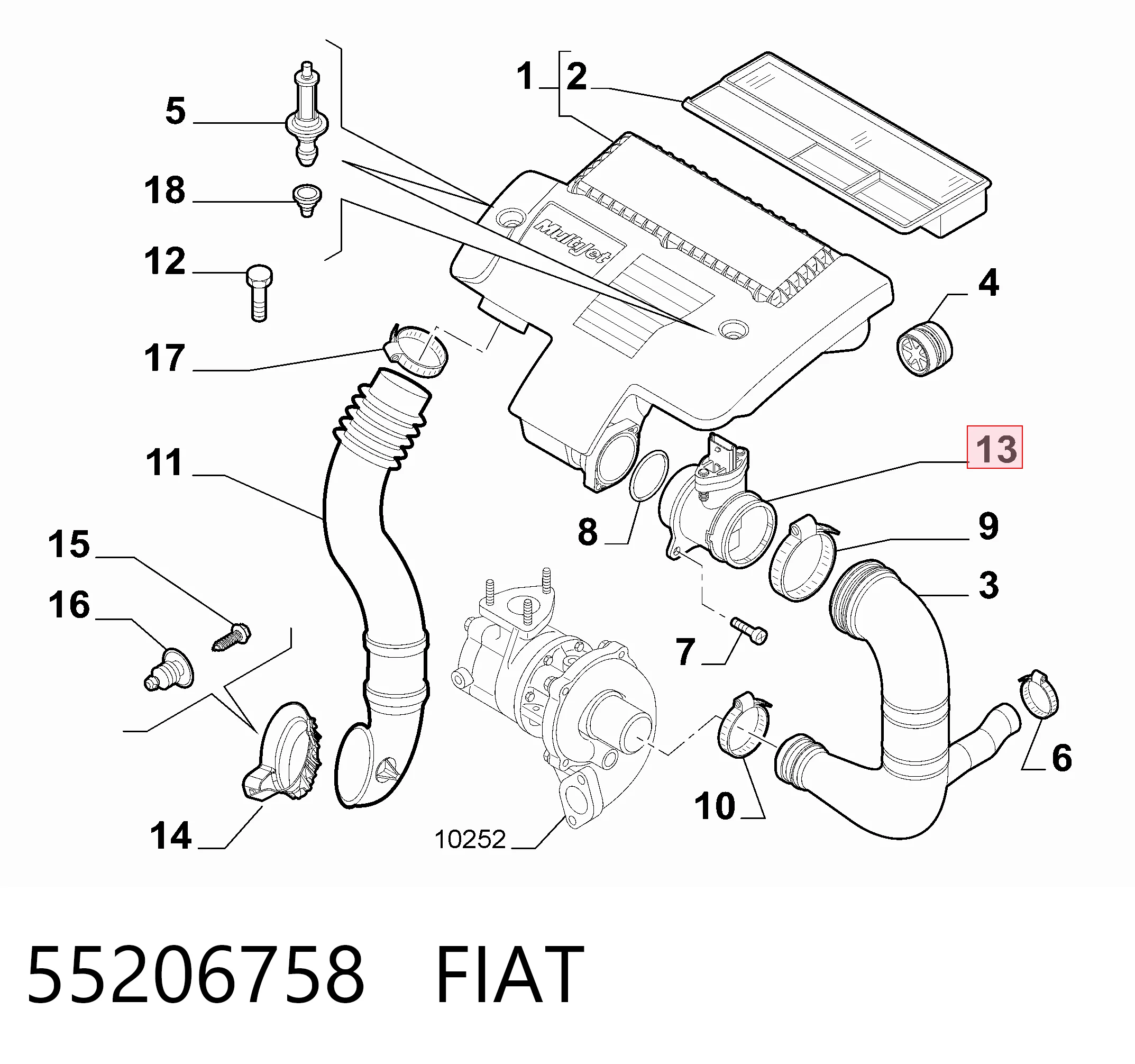55206758 Fiat/Alfa/Lancia Датчик расхода воздуха