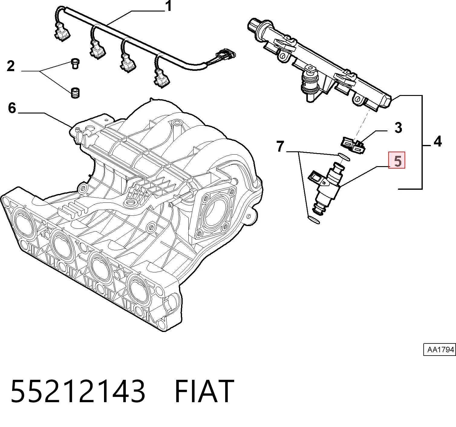 Топливные форсунки на Fiat Doblo II 263