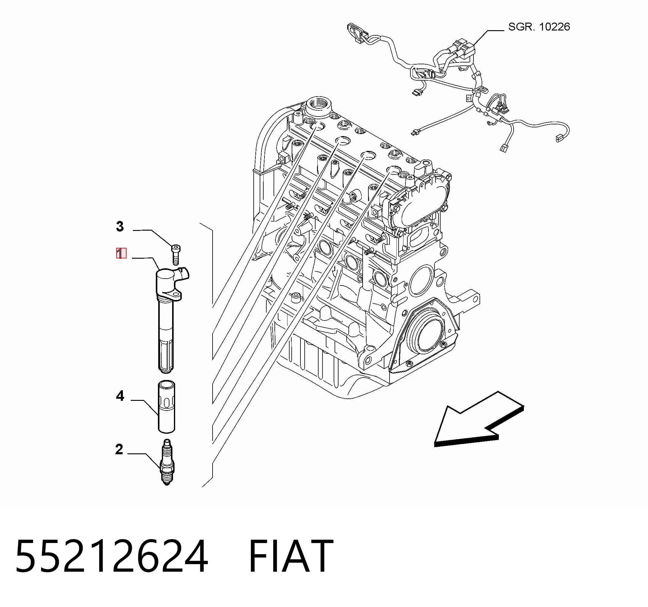 55212624 Fiat/Alfa/Lancia Катушка зажигания