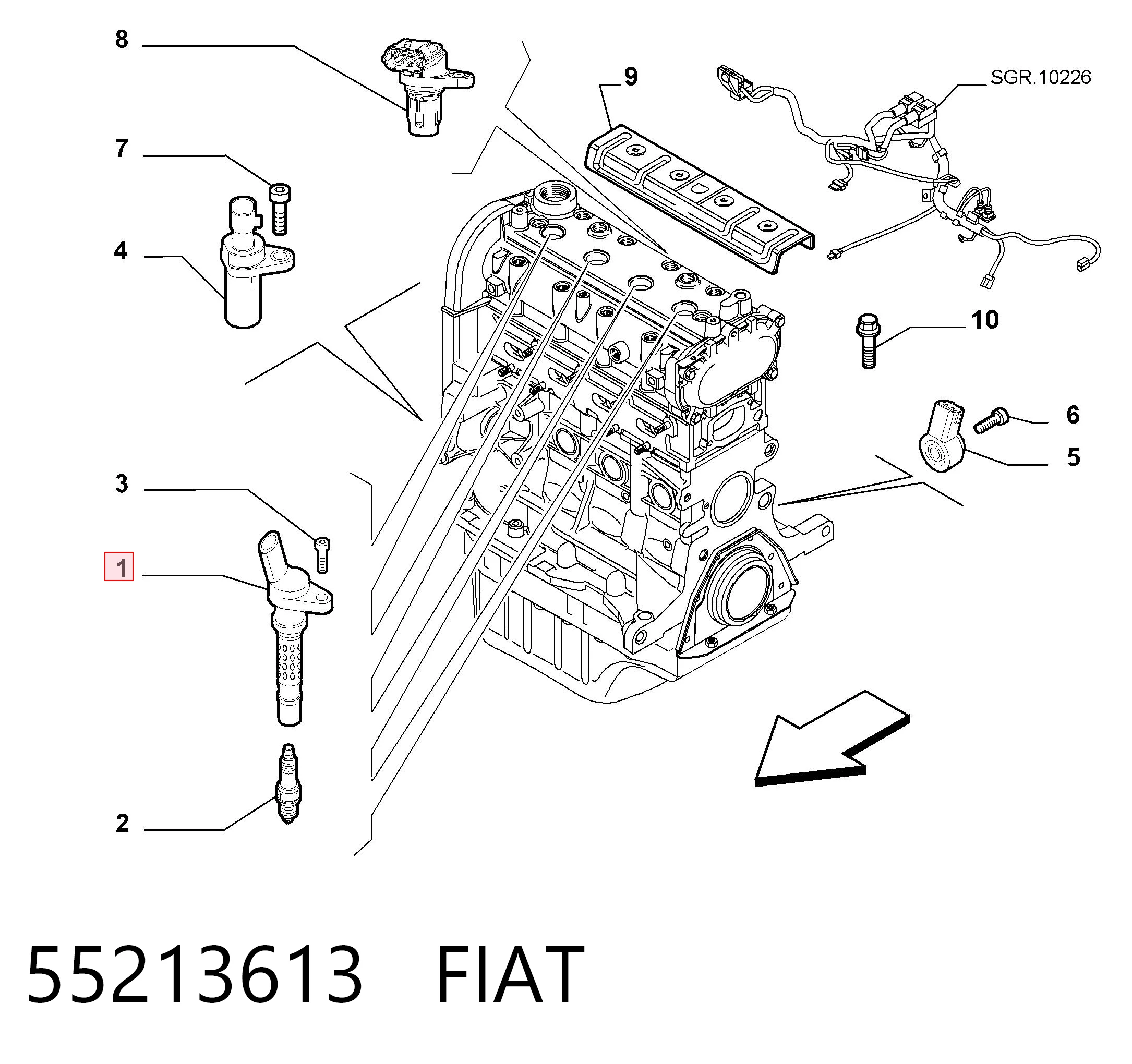 55213613 Fiat/Alfa/Lancia Катушка зажигания