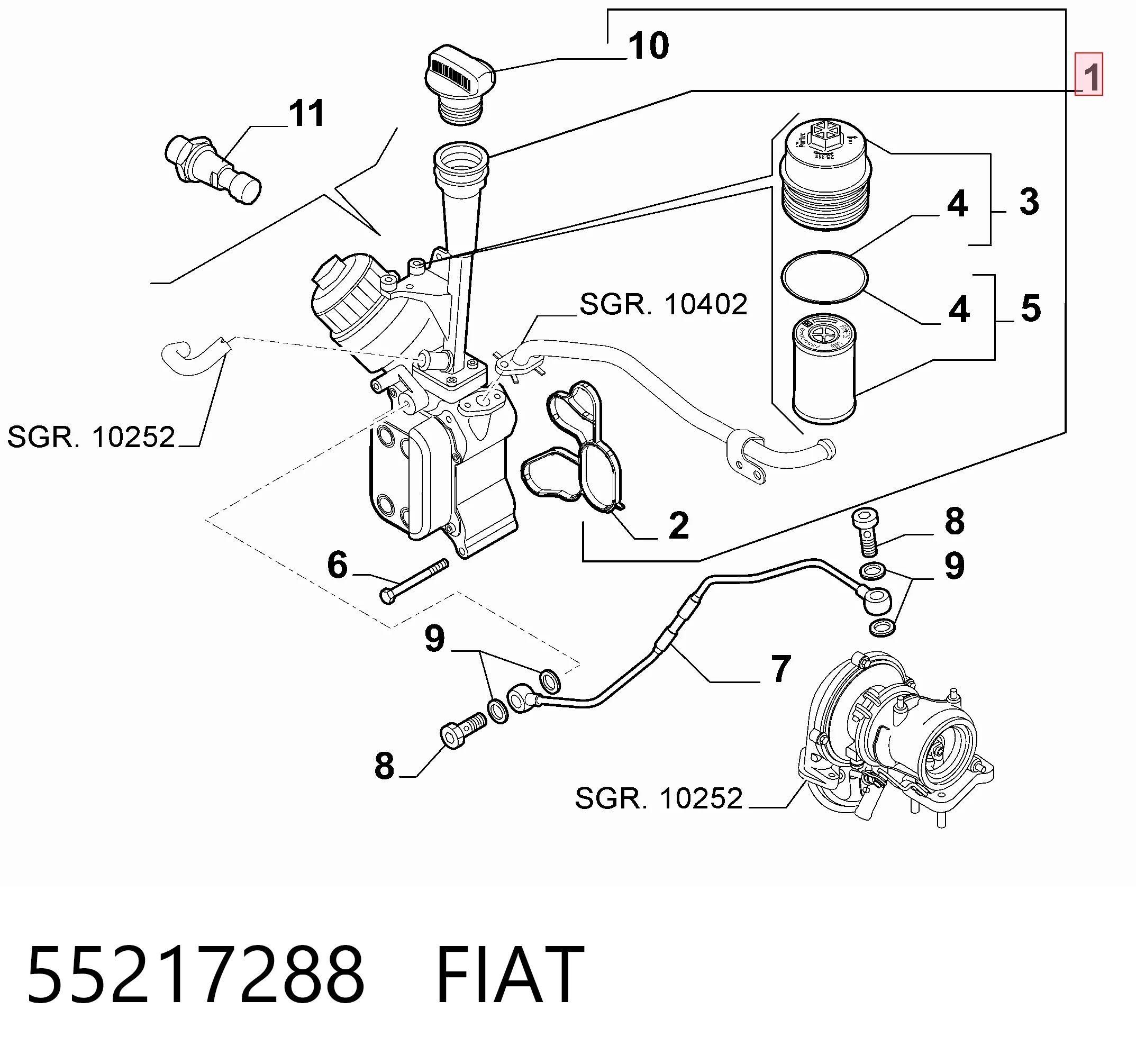 55217288 Fiat/Alfa/Lancia Корпус маслофильтра