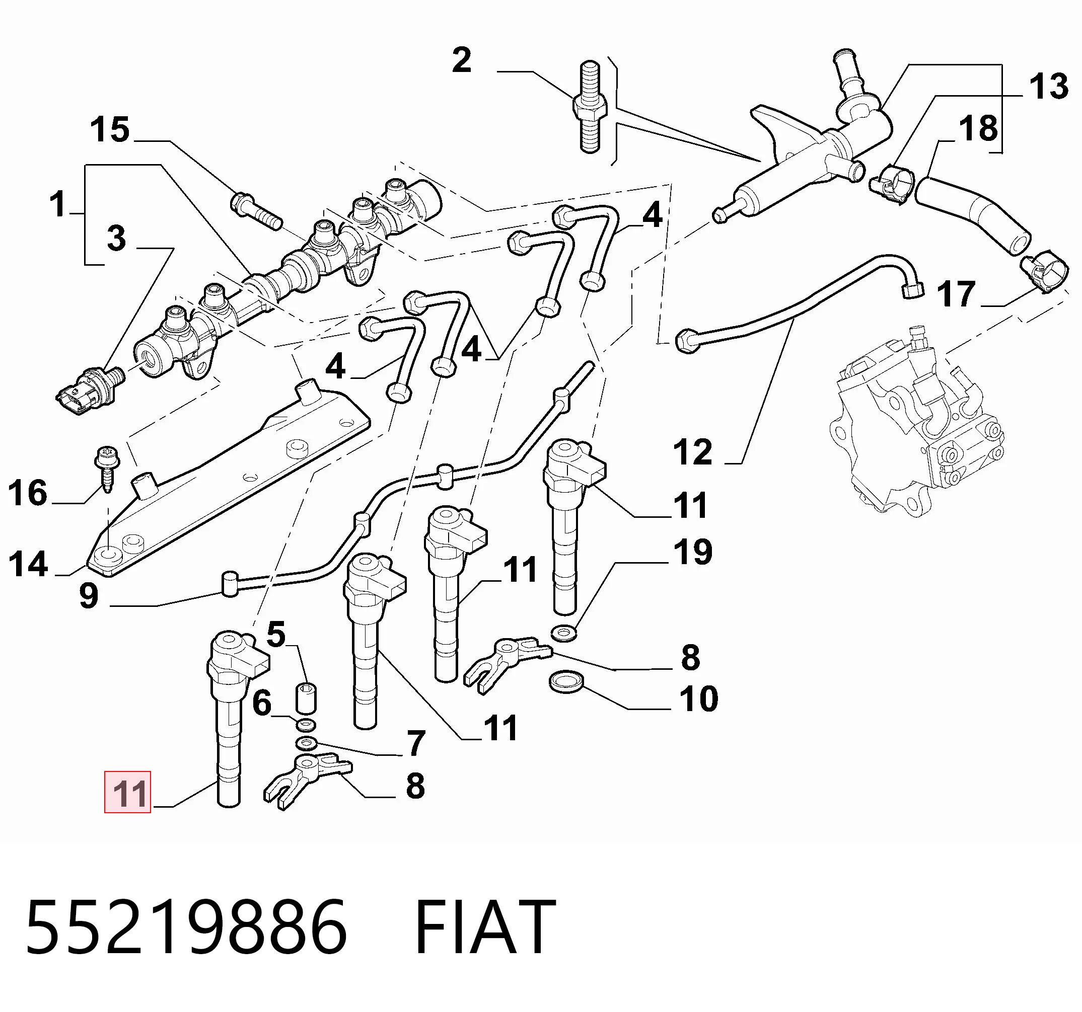 55219886 Fiat/Alfa/Lancia Топливные форсунки