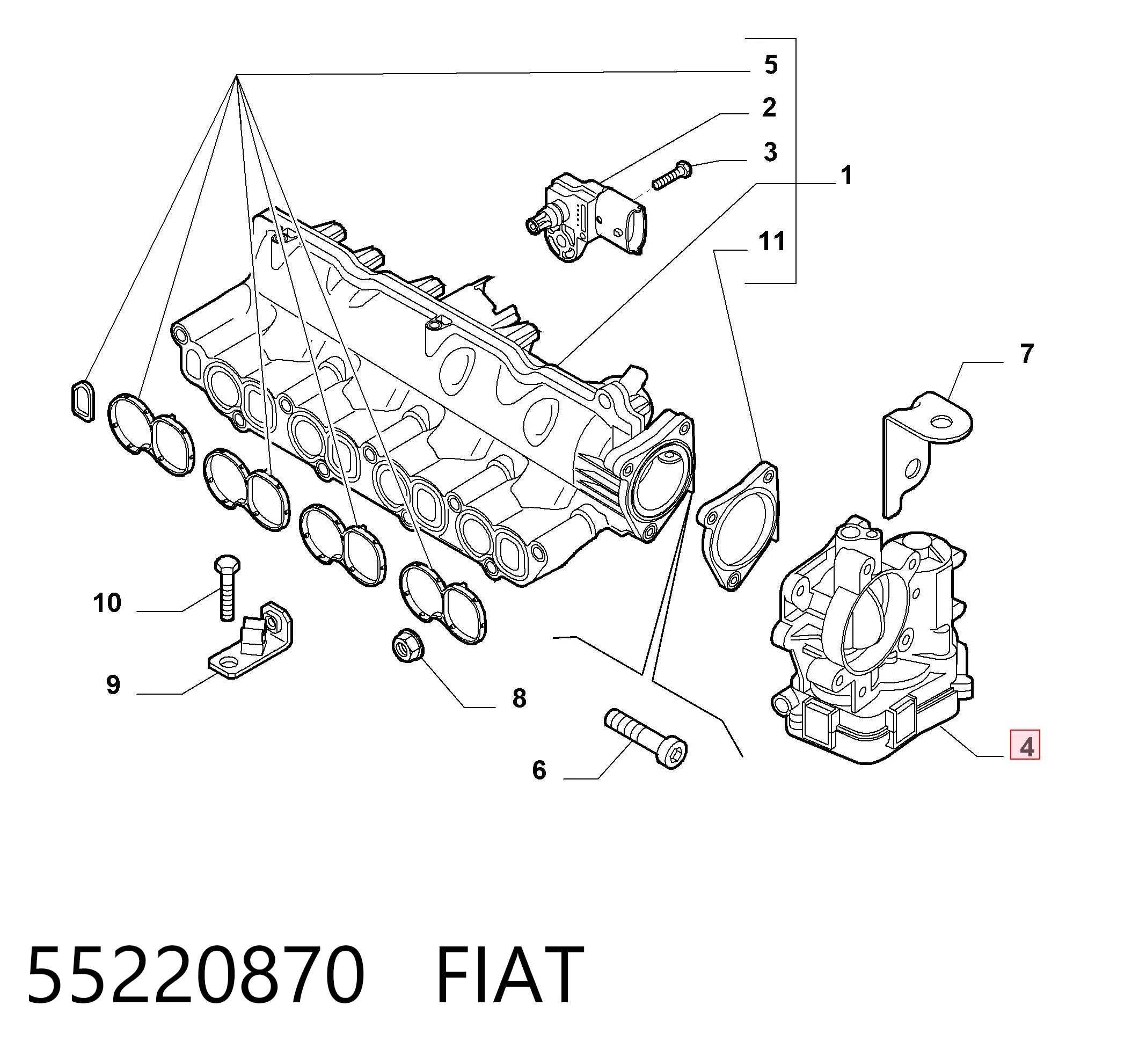 Дроссельная заслонка на Fiat Bravo II 198