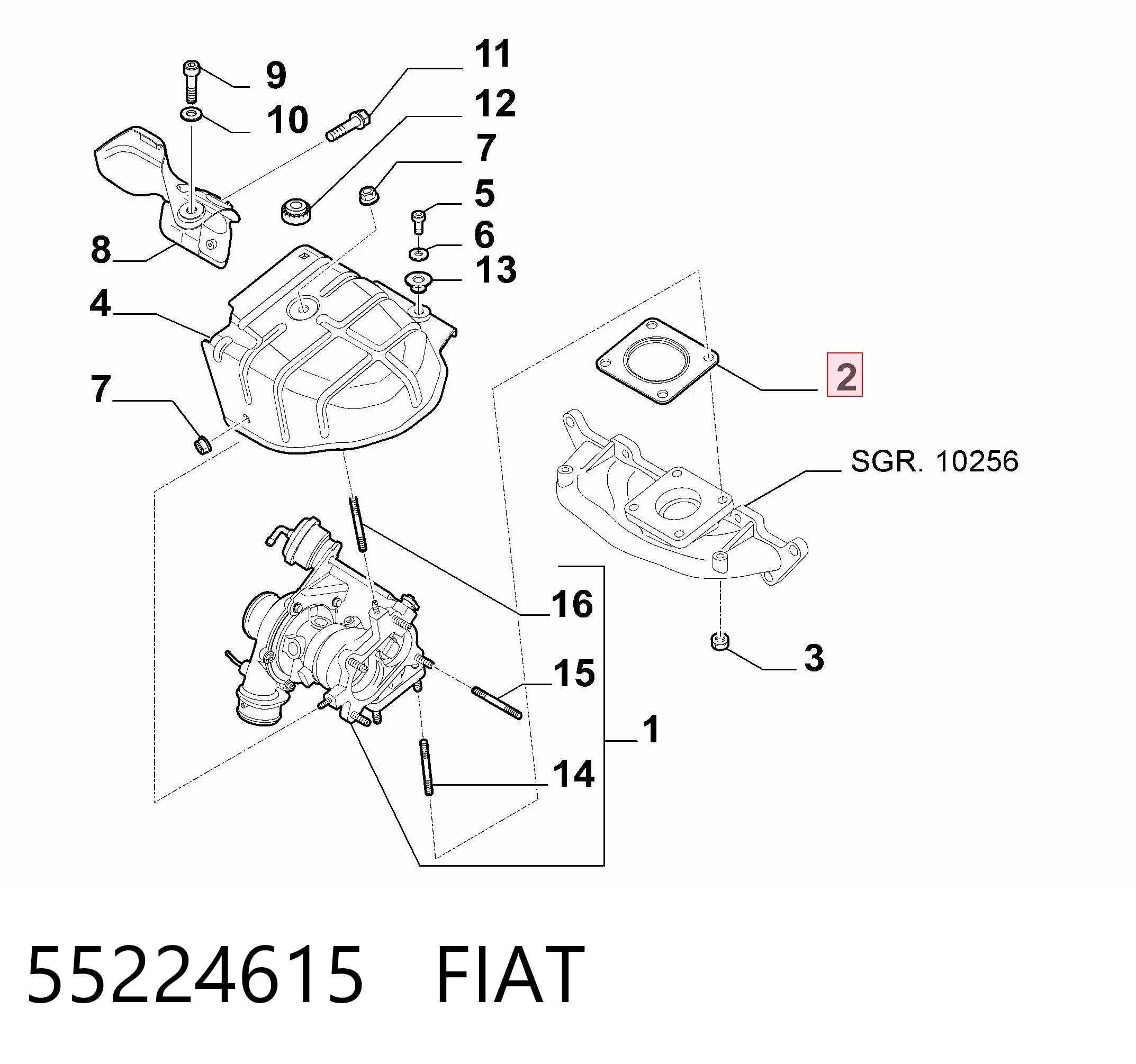 55240963 Peugeot/Citroen Прокладка турбины выхлопных газов, впуск