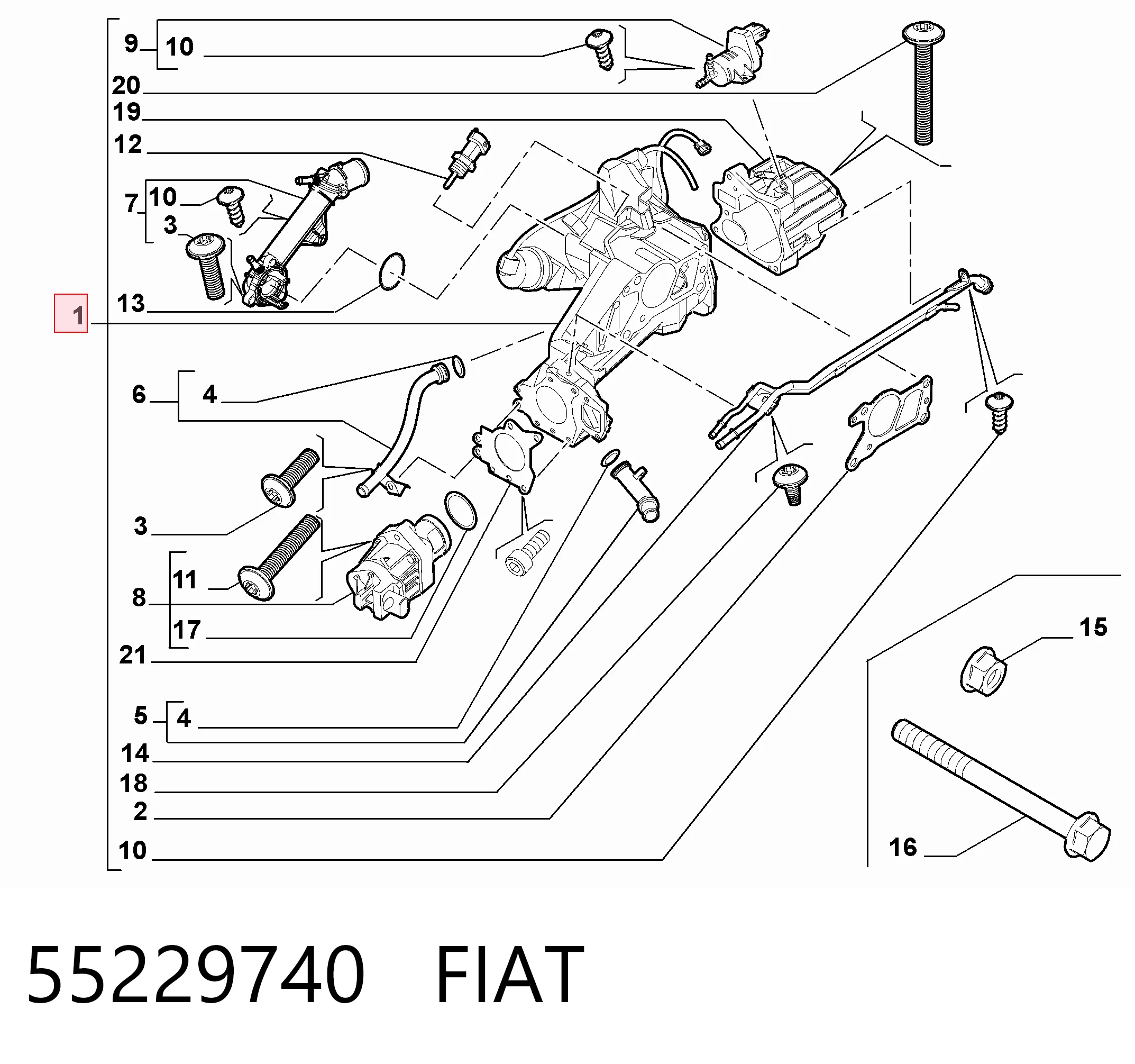 55229740 Fiat/Alfa/Lancia Клапан рециркуляции отработавших газов EGR