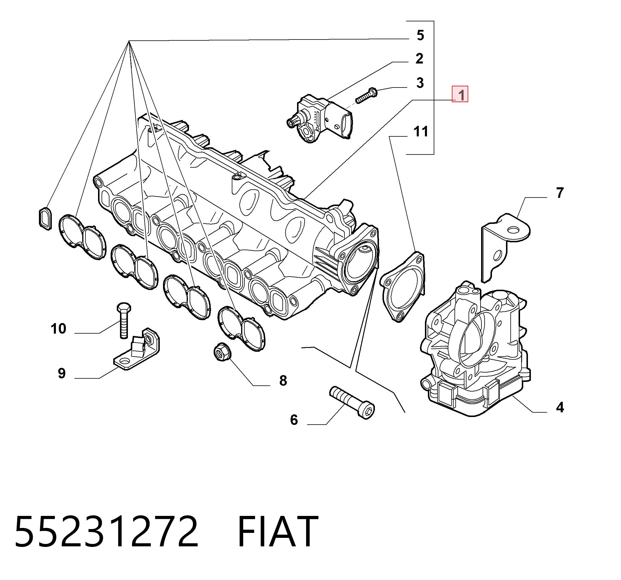 55231272 Fiat/Alfa/Lancia Коллектор впускной