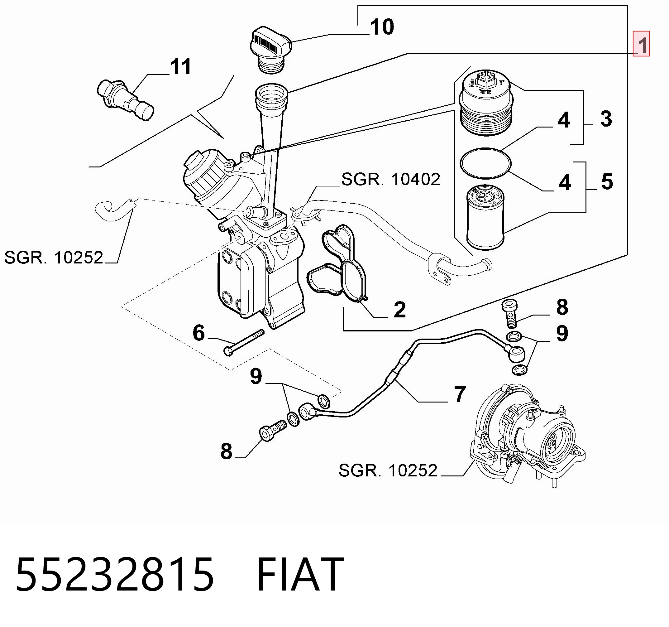 55232815 Fiat/Alfa/Lancia Корпус маслофильтра