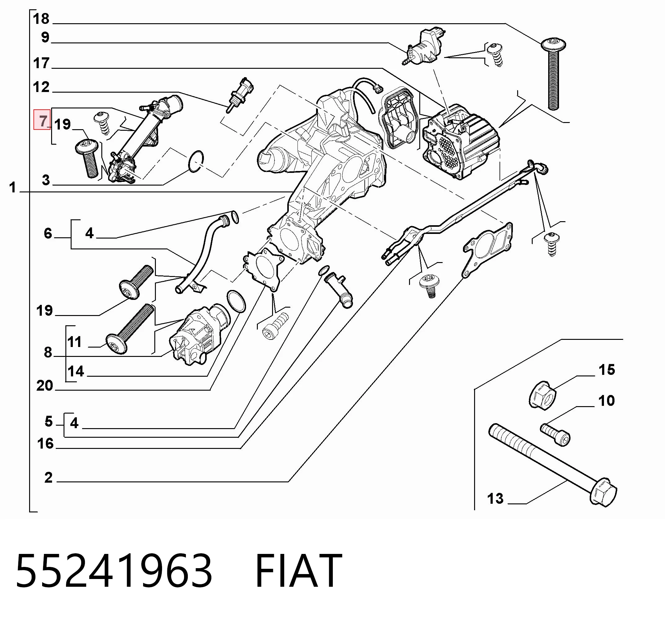 55241963 Fiat/Alfa/Lancia Корпус термостата в сборе