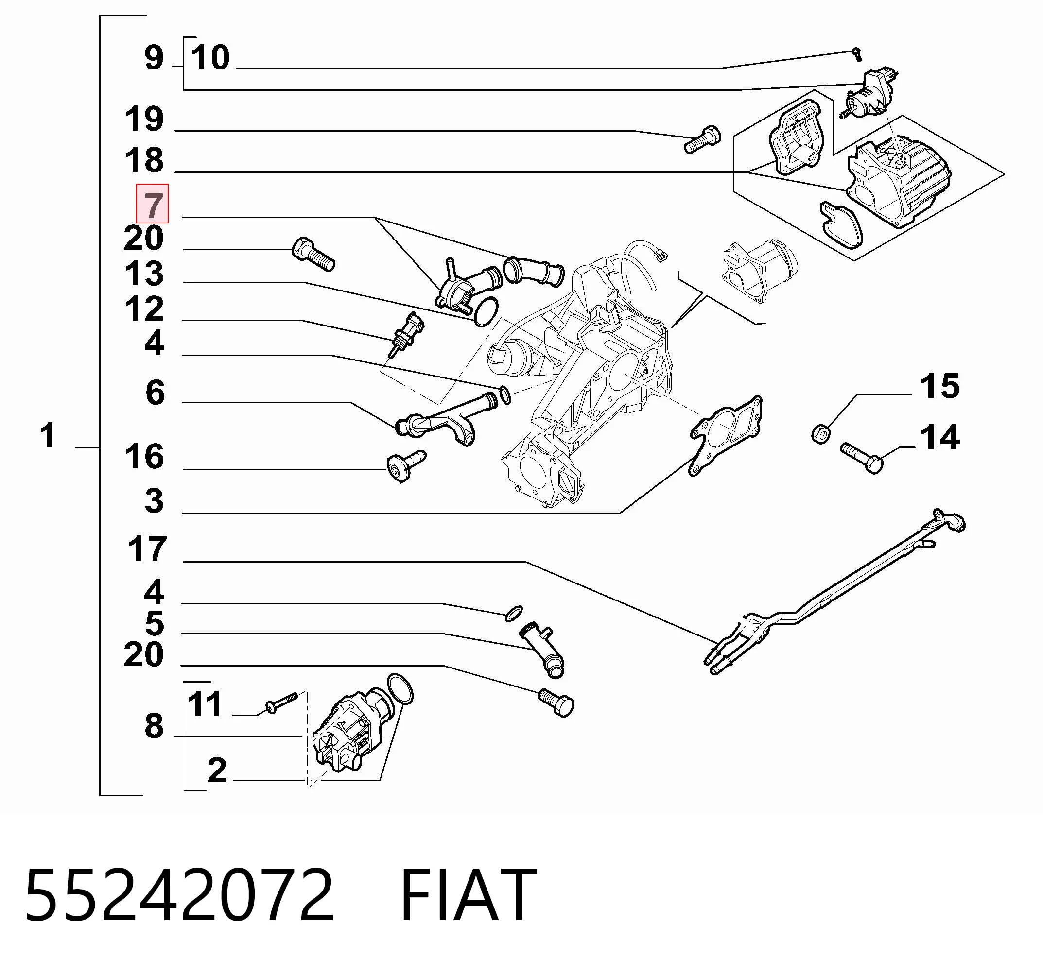 55242072 Fiat/Alfa/Lancia Крышка корпуса термостата