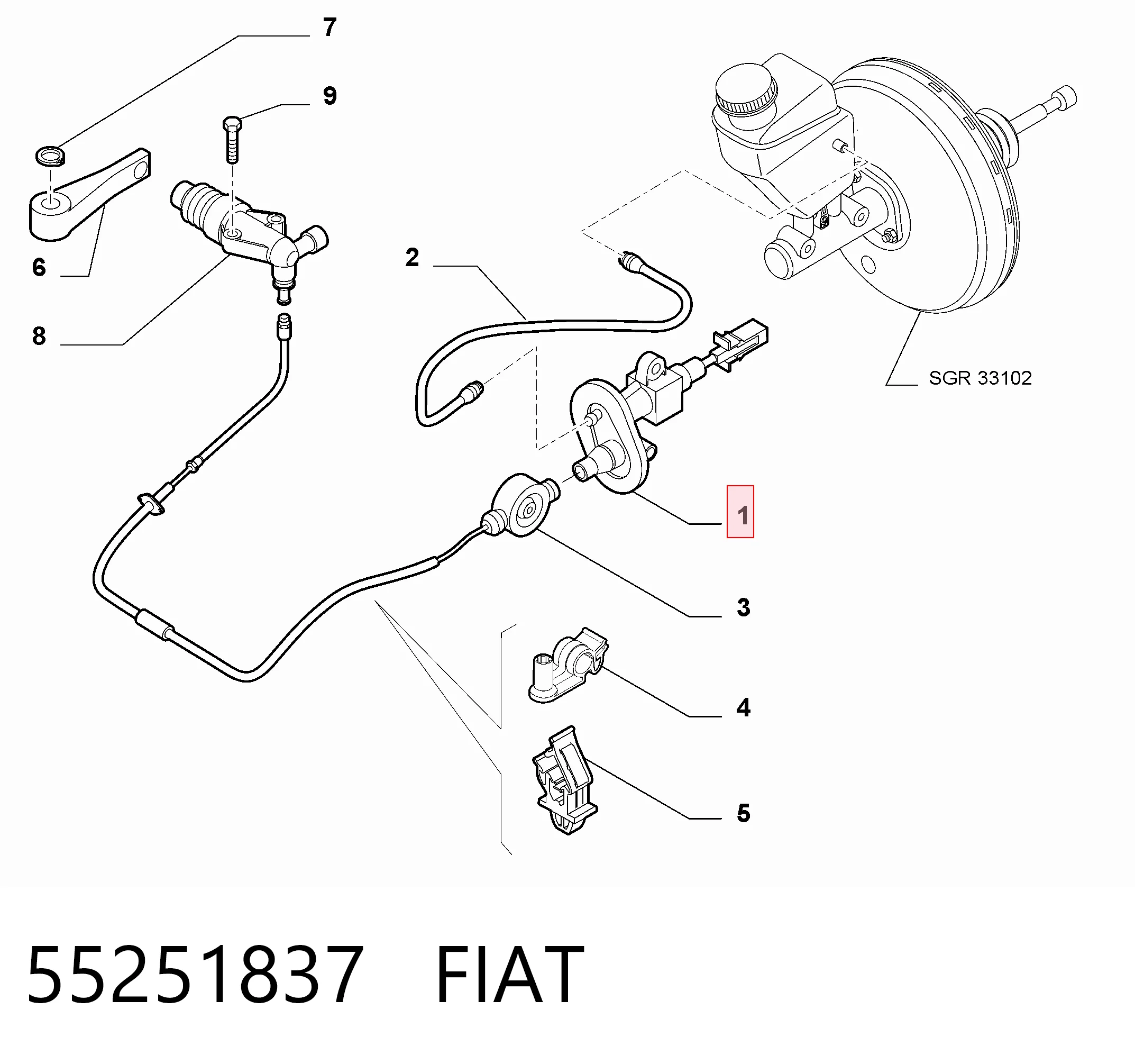 55251837 Fiat/Alfa/Lancia Цилиндр сцепления, главный