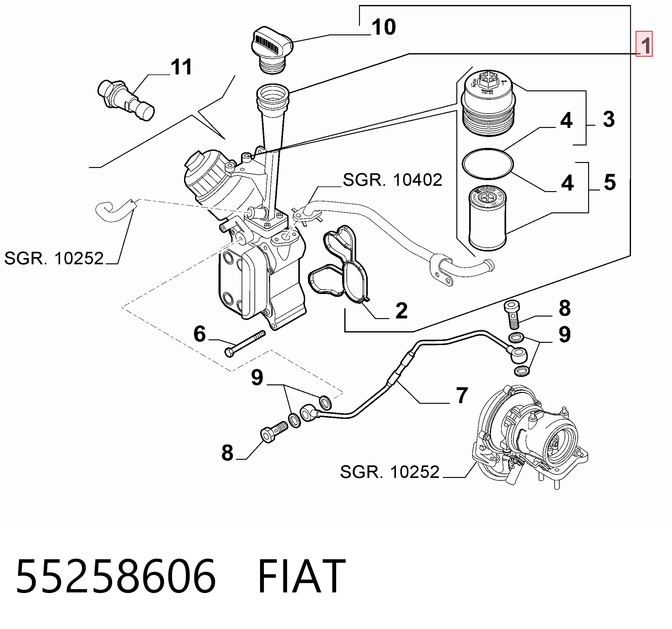 55258606 Fiat/Alfa/Lancia Корпус маслофильтра