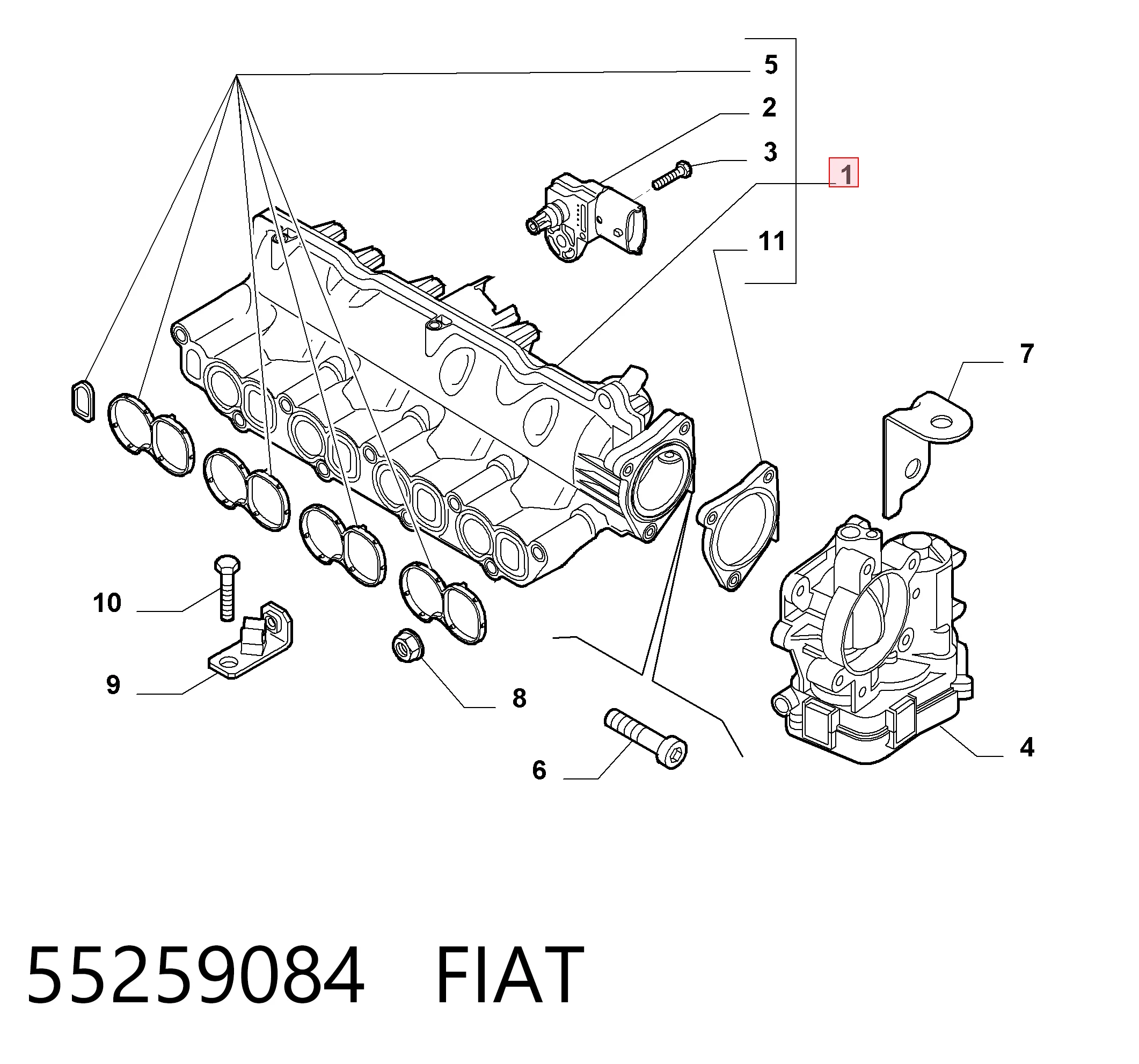 55259084 Fiat/Alfa/Lancia Коллектор впускной