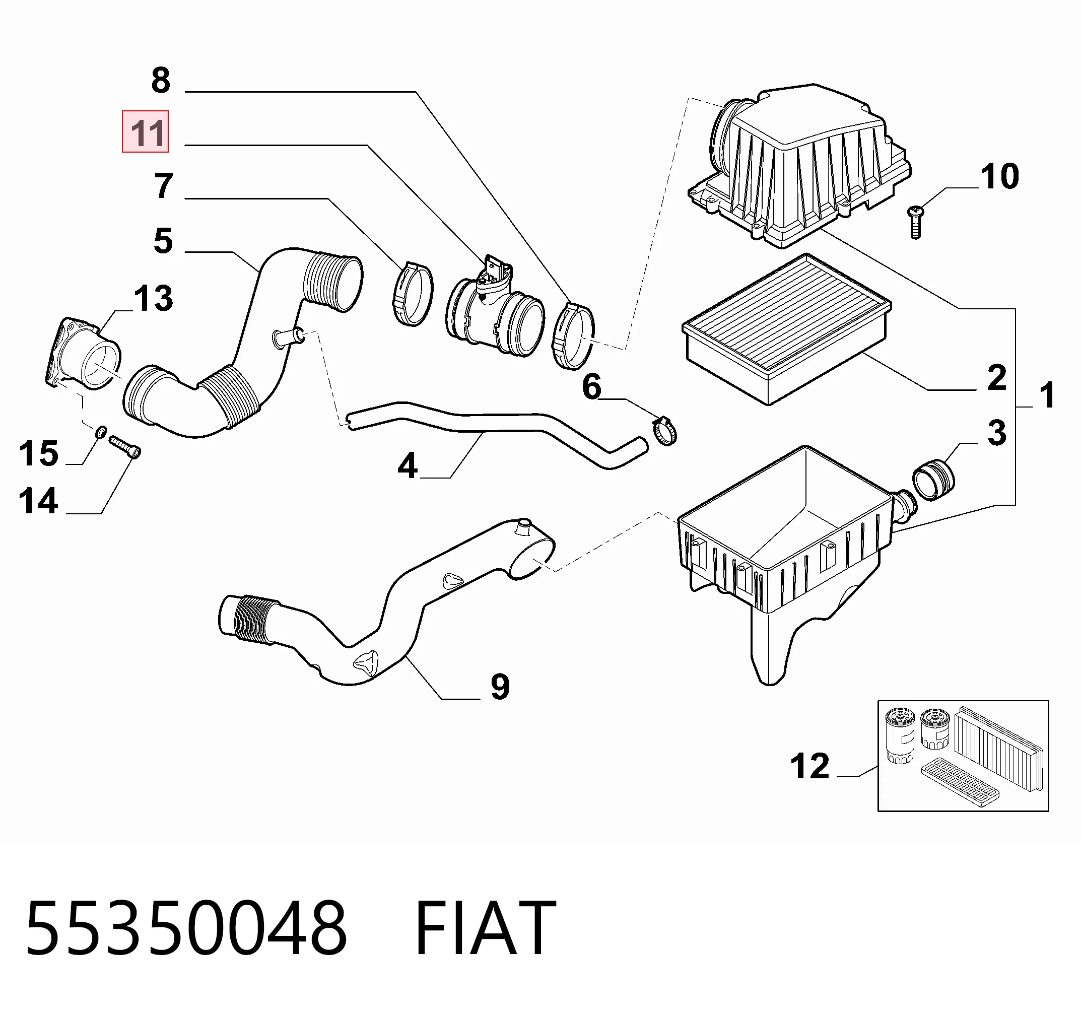 55350048 Fiat/Alfa/Lancia Датчик расхода воздуха