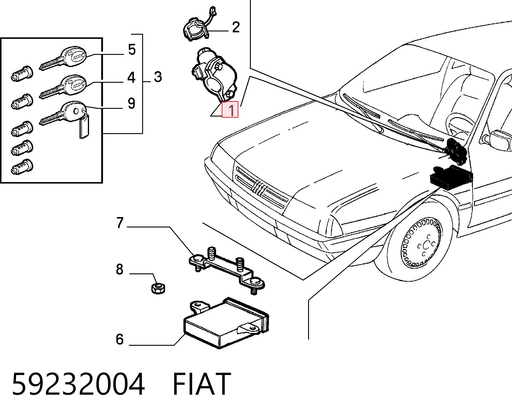 59232004 Fiat/Alfa/Lancia Замок зажигания