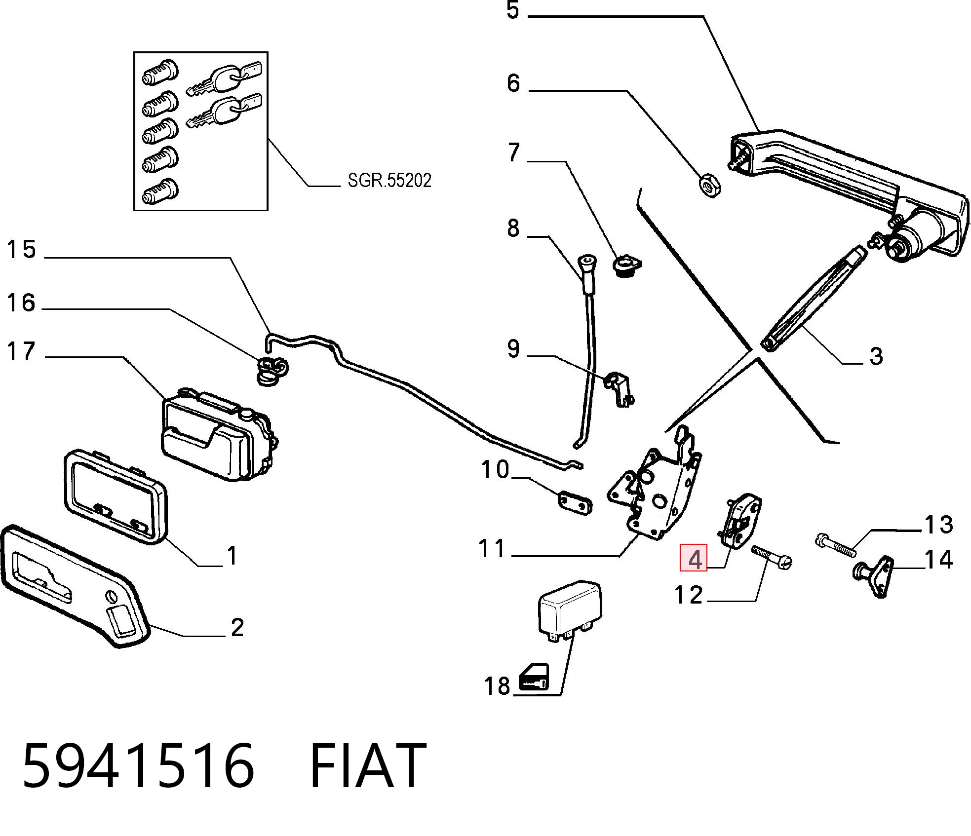Замок двери водителя на Fiat Fiorino  146 Uno