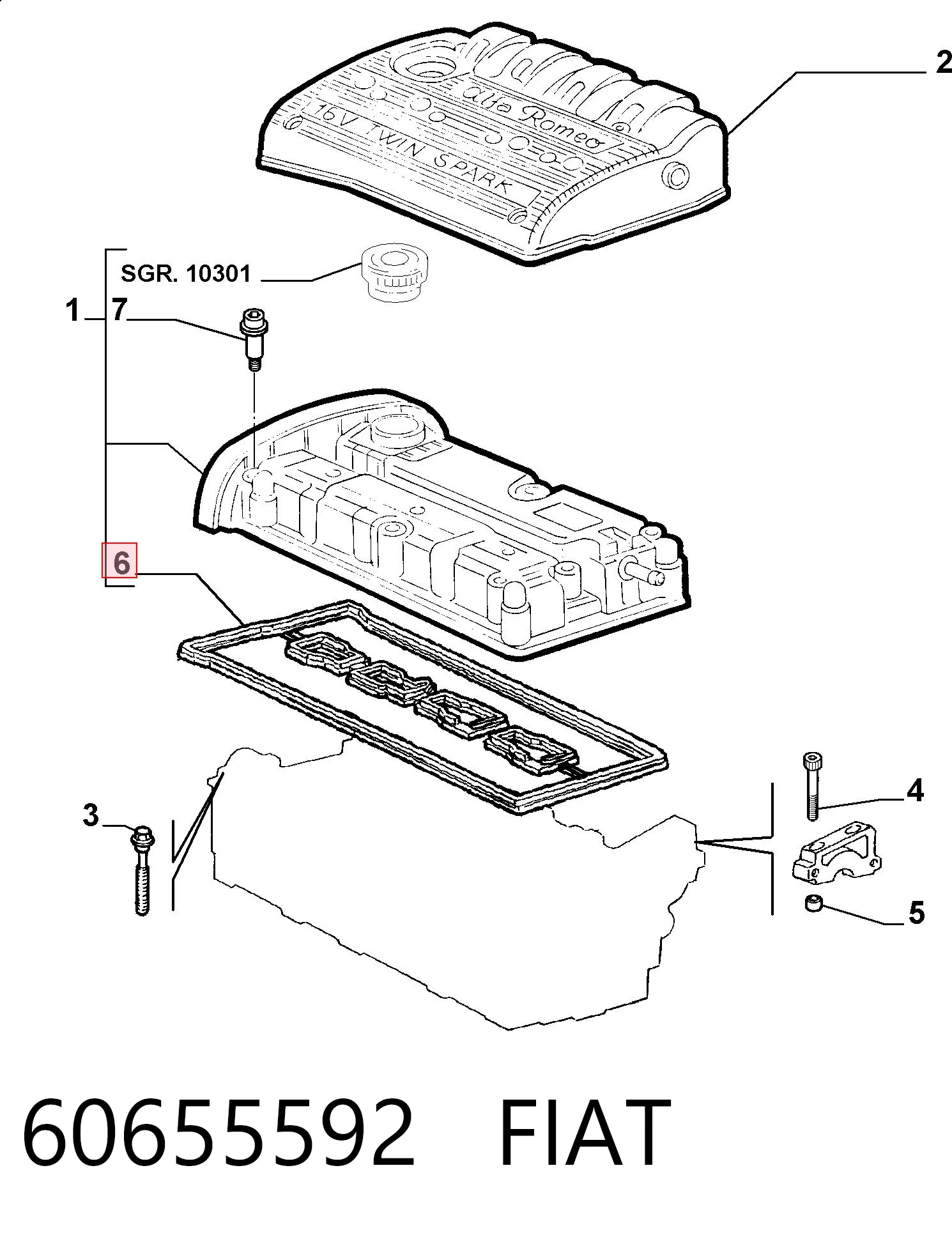 60655592 Fiat/Alfa/Lancia Прокладка крышки клапана