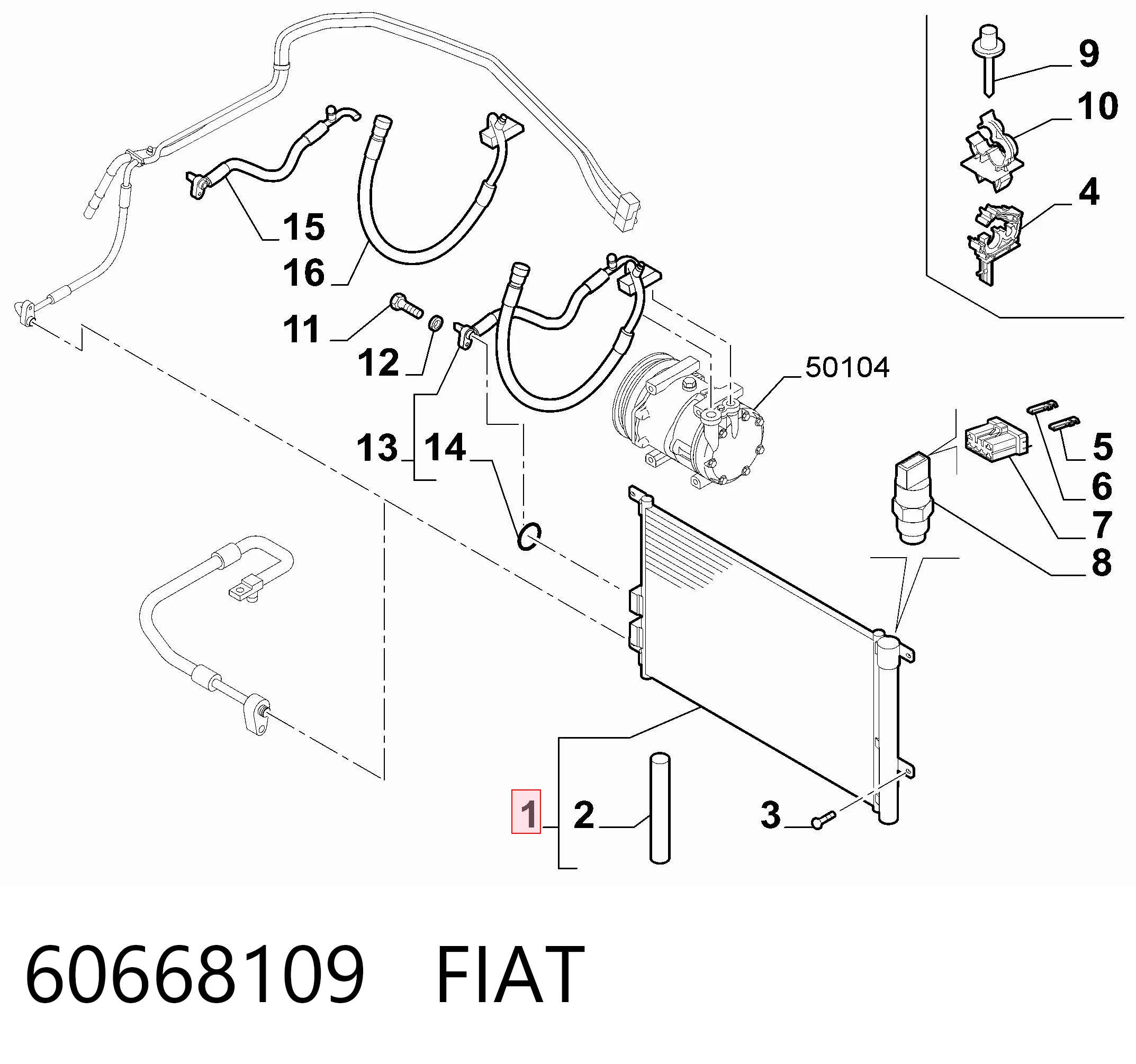 Радиатор кондиционера FIAT 60668109