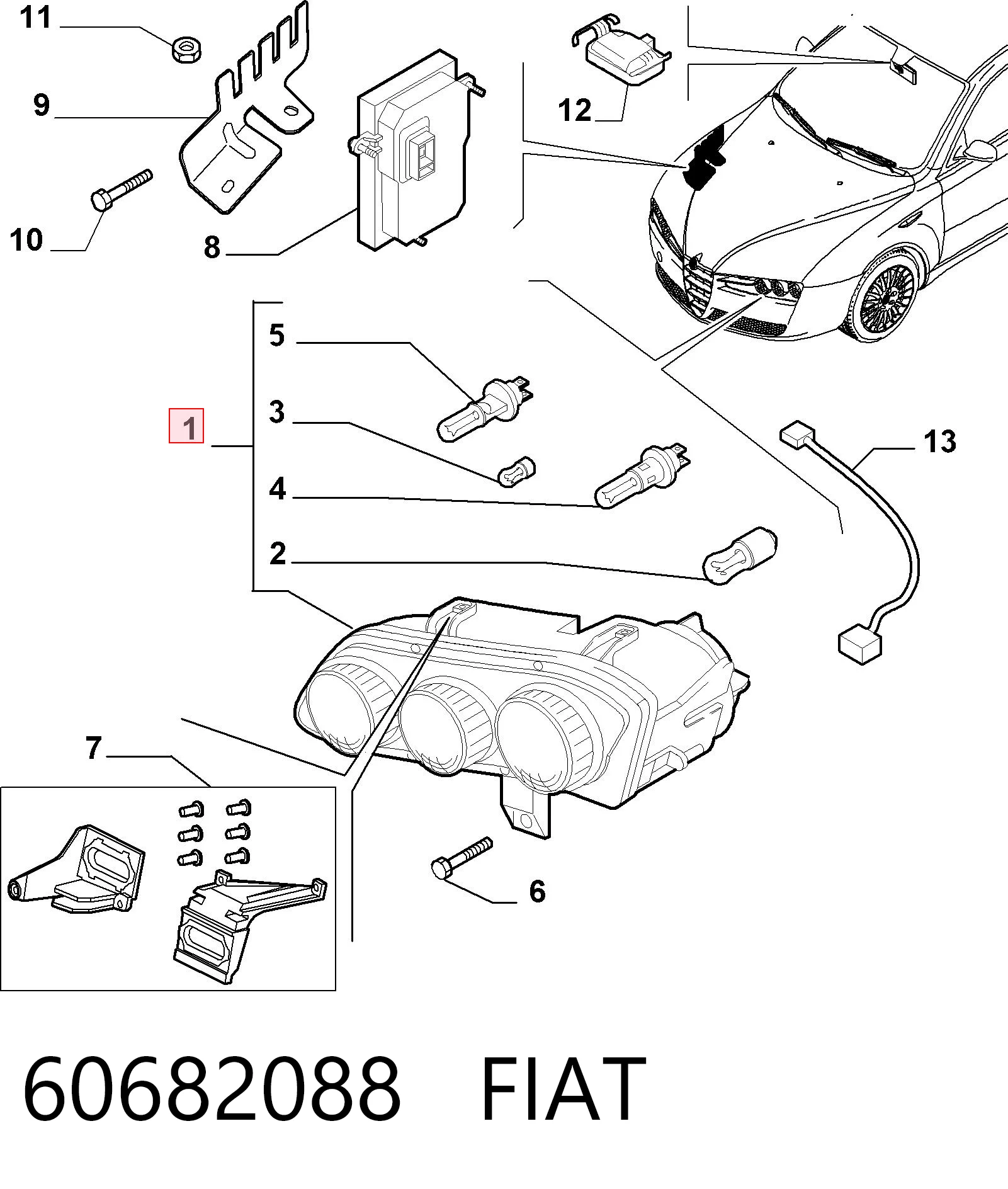 Правая фара LPL231 Magneti Marelli