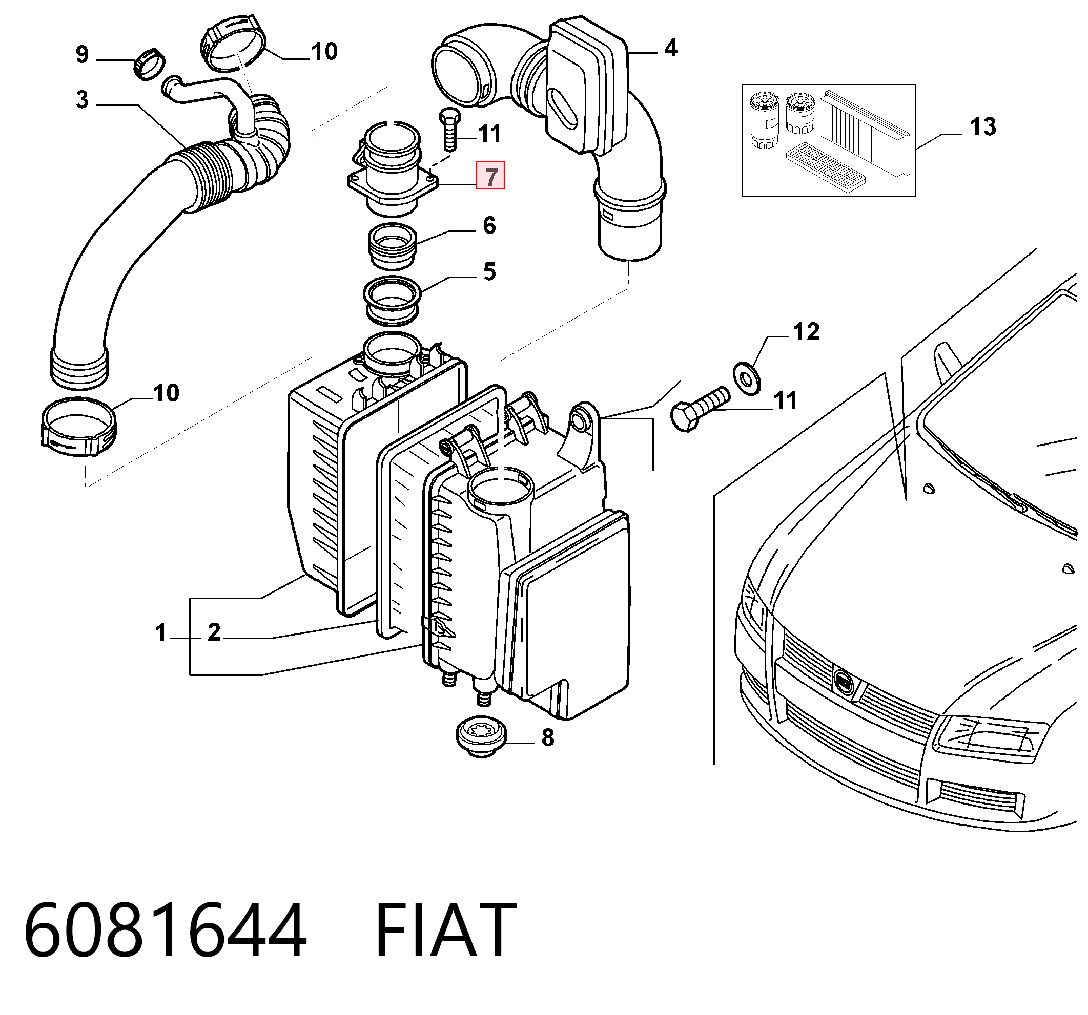 6081644 Fiat/Alfa/Lancia Датчик расхода воздуха