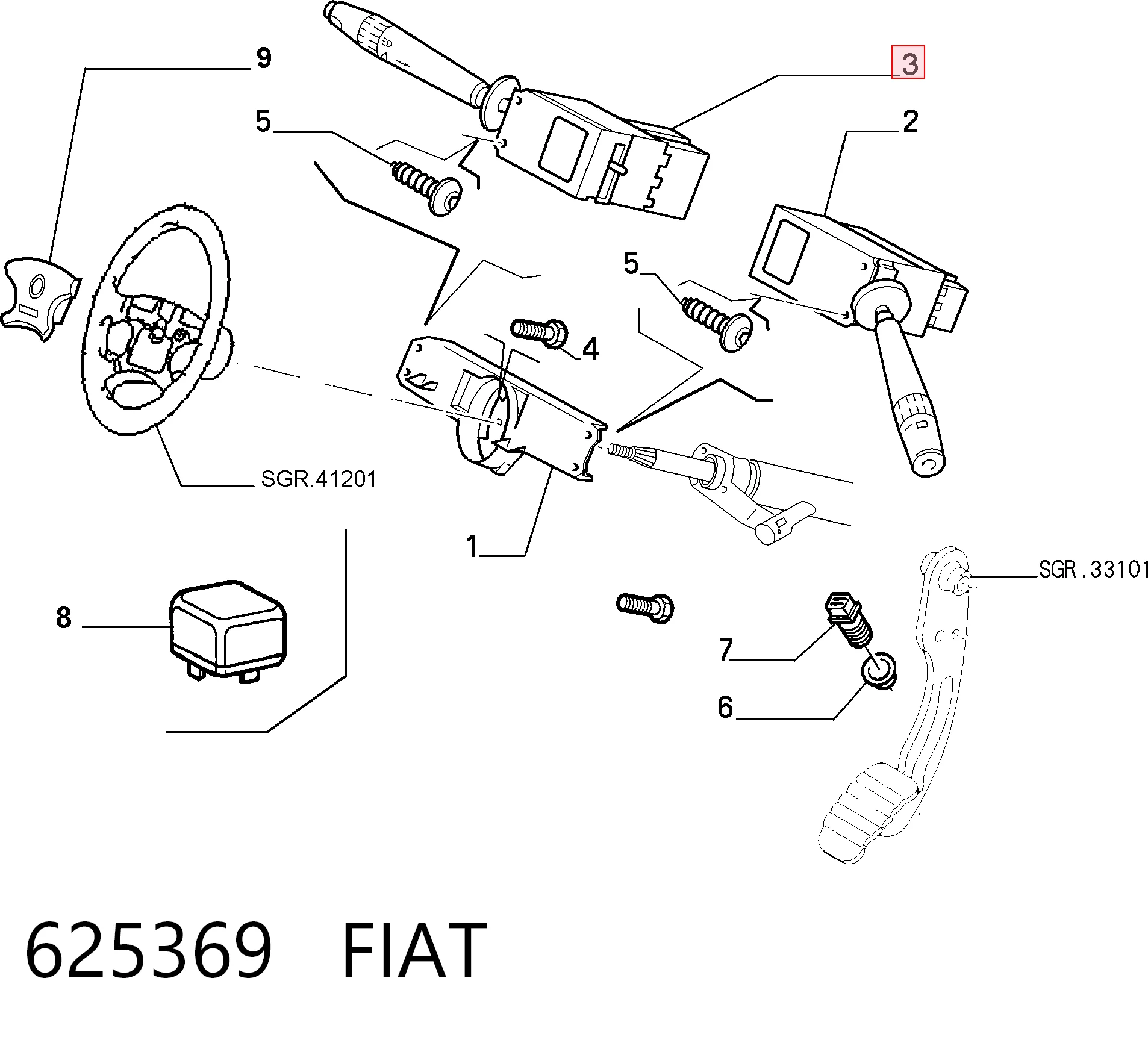 625369 Fiat/Alfa/Lancia Левый подрулевой переключатель