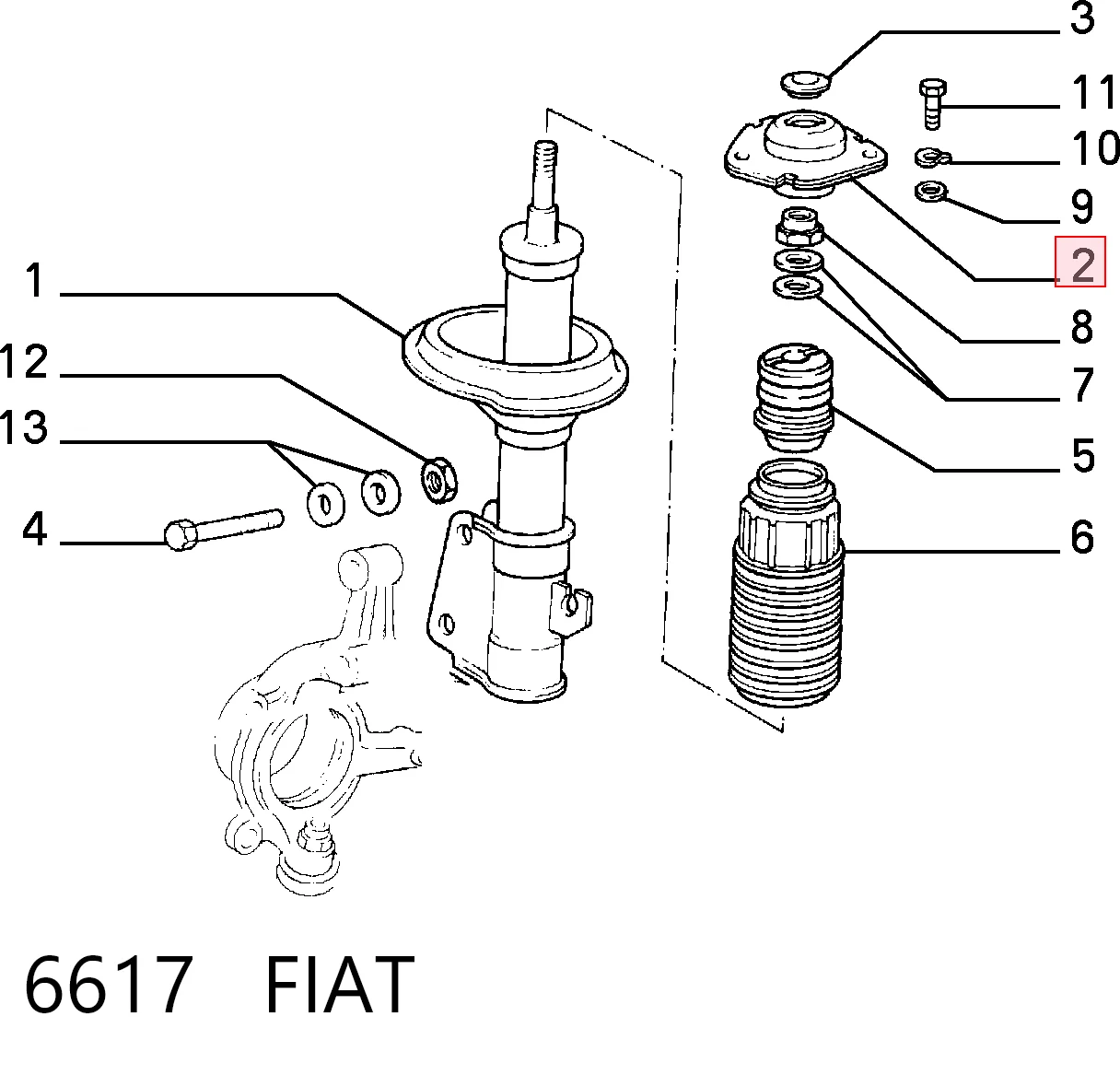 6617 Fiat/Alfa/Lancia Подушка амортизатора переднего