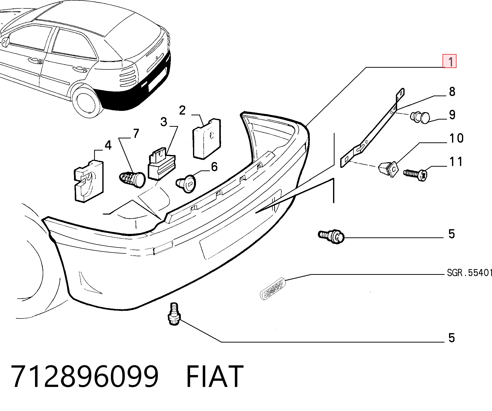 Задний бампер на Fiat Brava  182