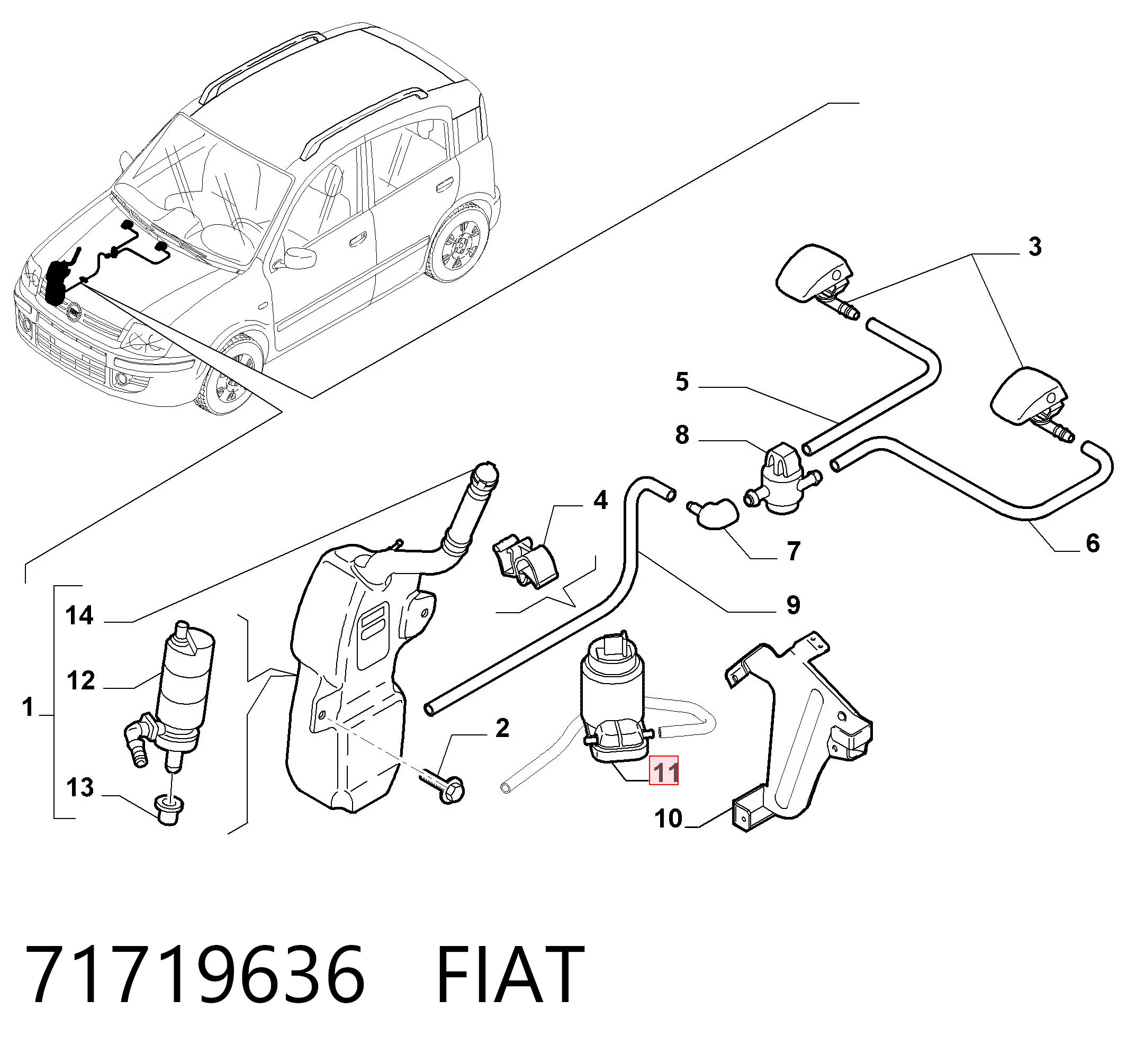 71719636 Fiat/Alfa/Lancia Мотор омывателя стекла передний/задний